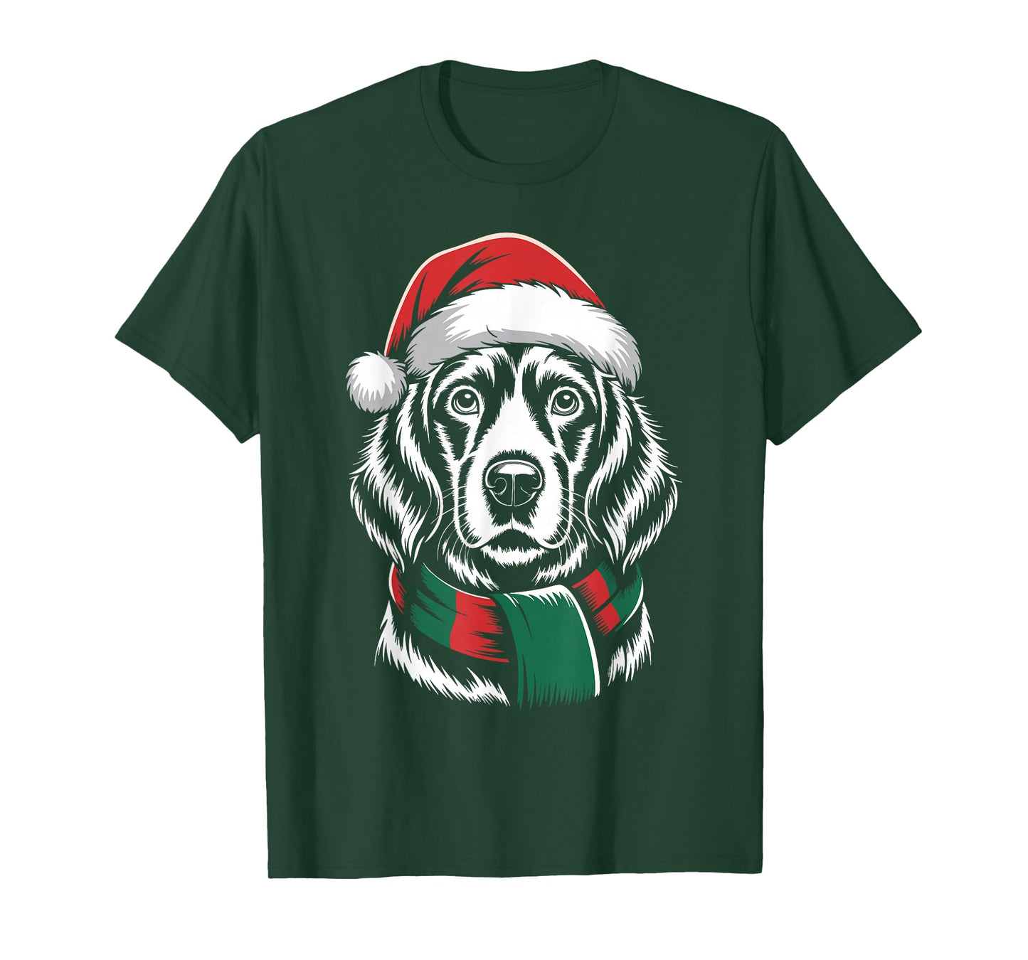 Irish Setter Dog Xmas Santa Hat Scarf Christmas Costume T-Shirt