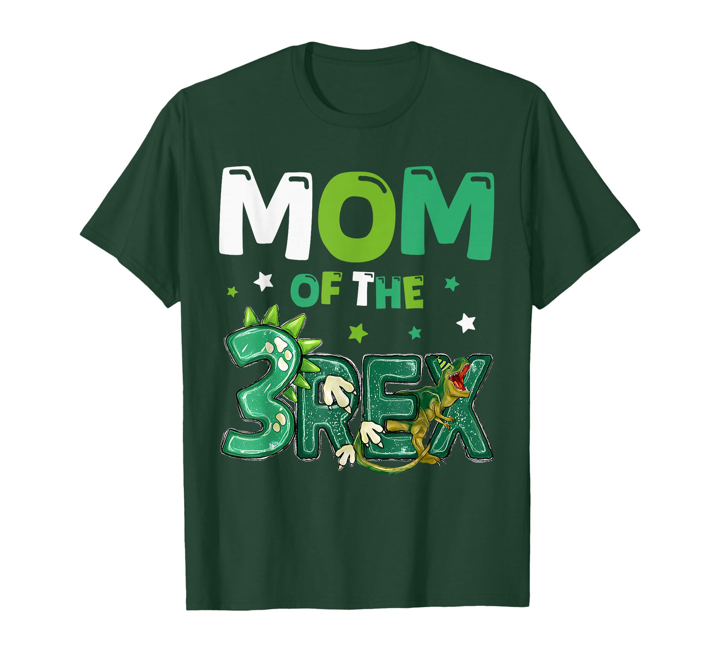 Mom of the Three Rex Birthday Dinosaur Family Matching T-Shirt