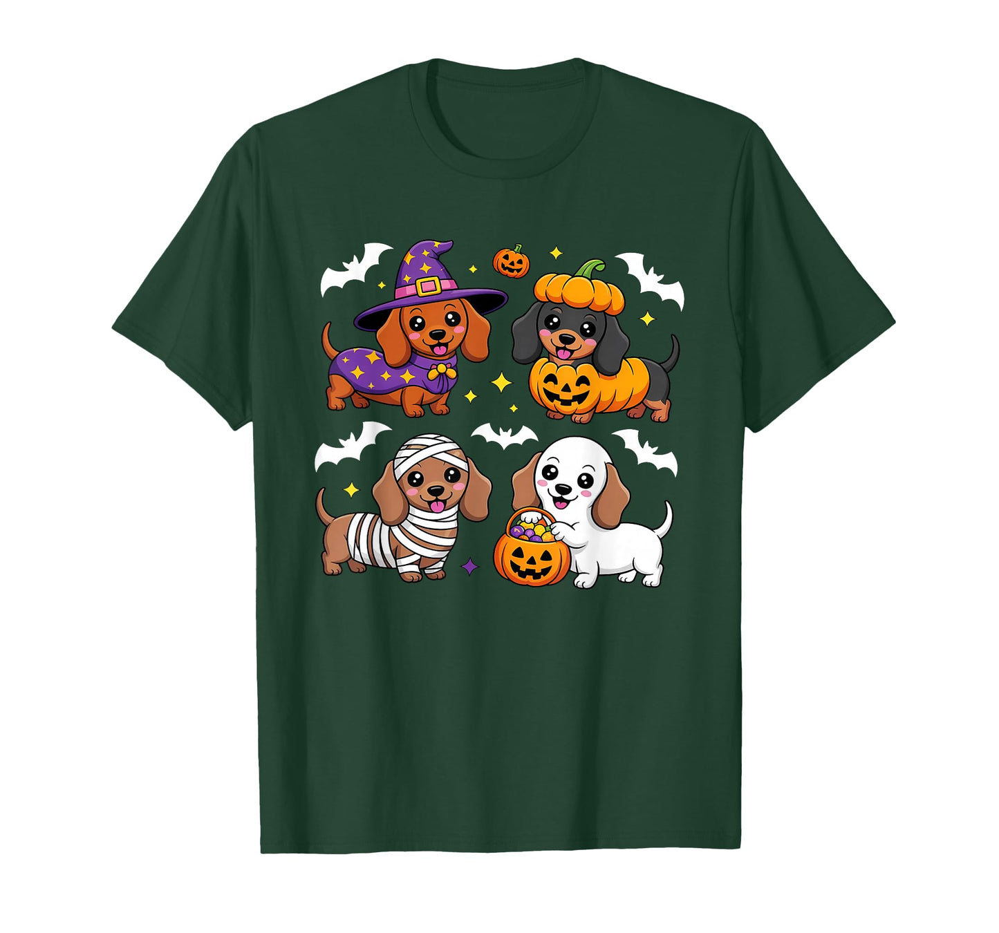 Weiner Dog Witch Happy Halloweenie Cute Halloween Dachshund T-Shirt