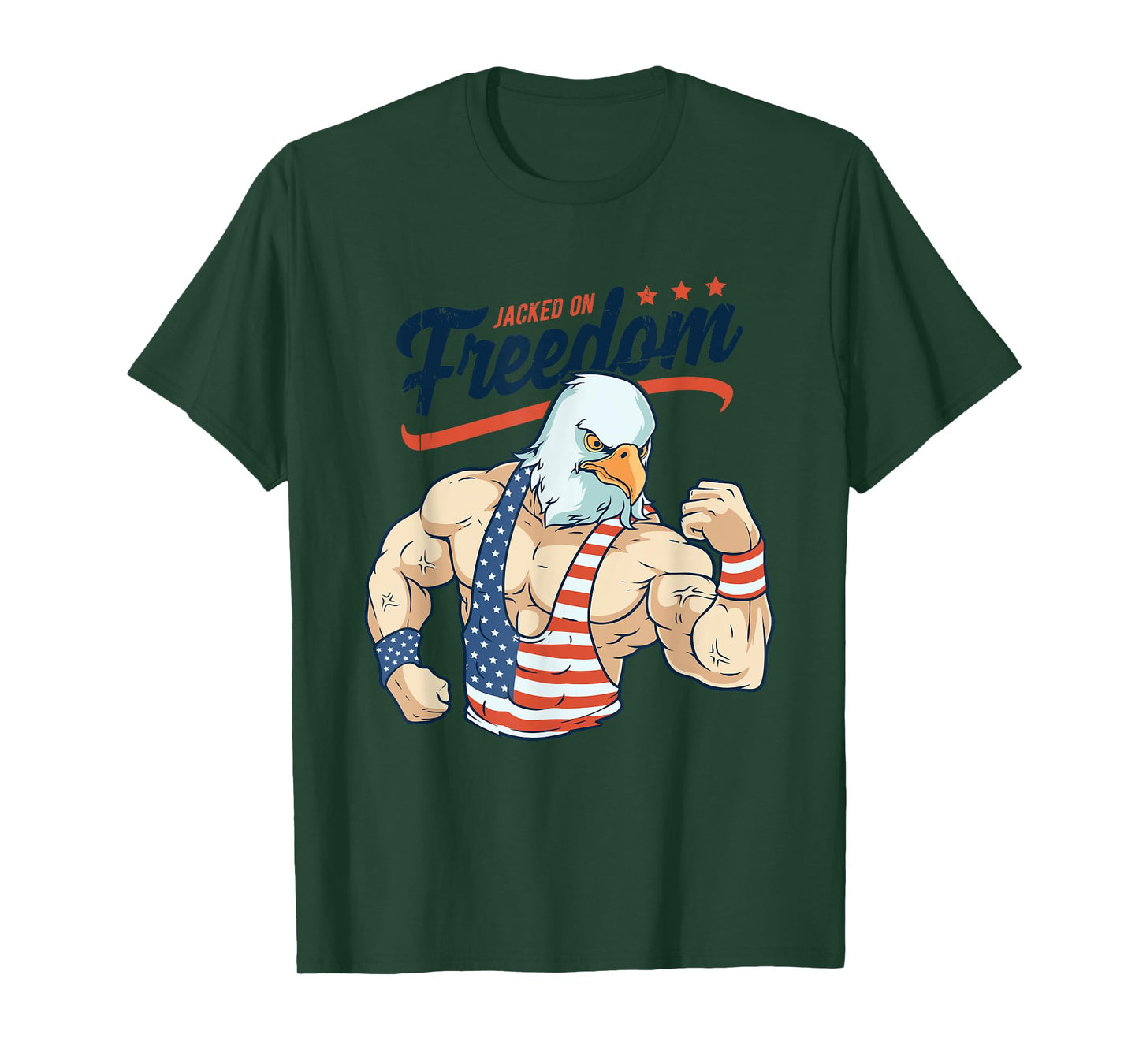 Funny Jacked on Freedom Eagle Workout 4th of July Gift T-Shirt