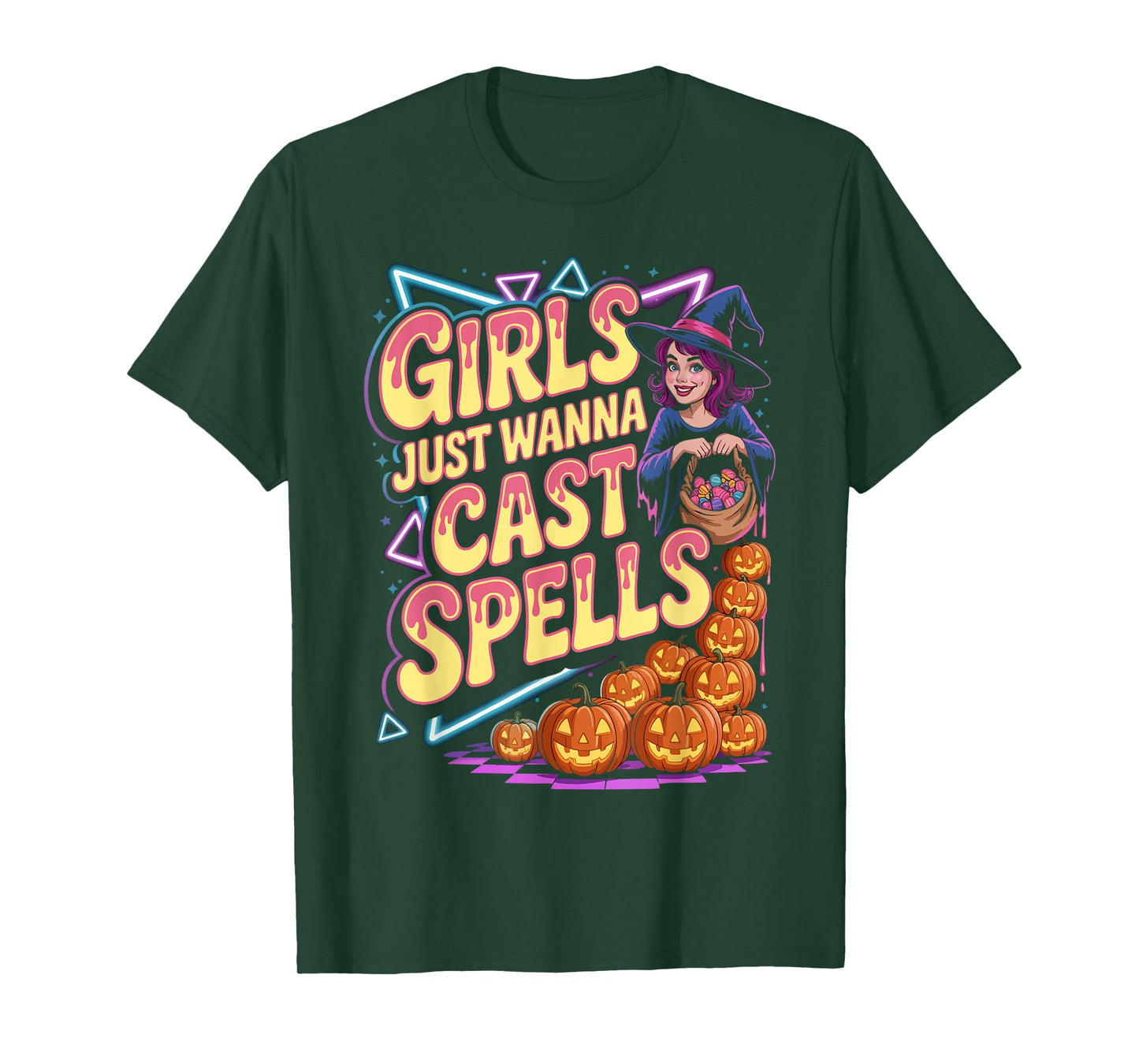 Retro 80s 90s Funny Cast Spells Halloween T-Shirt