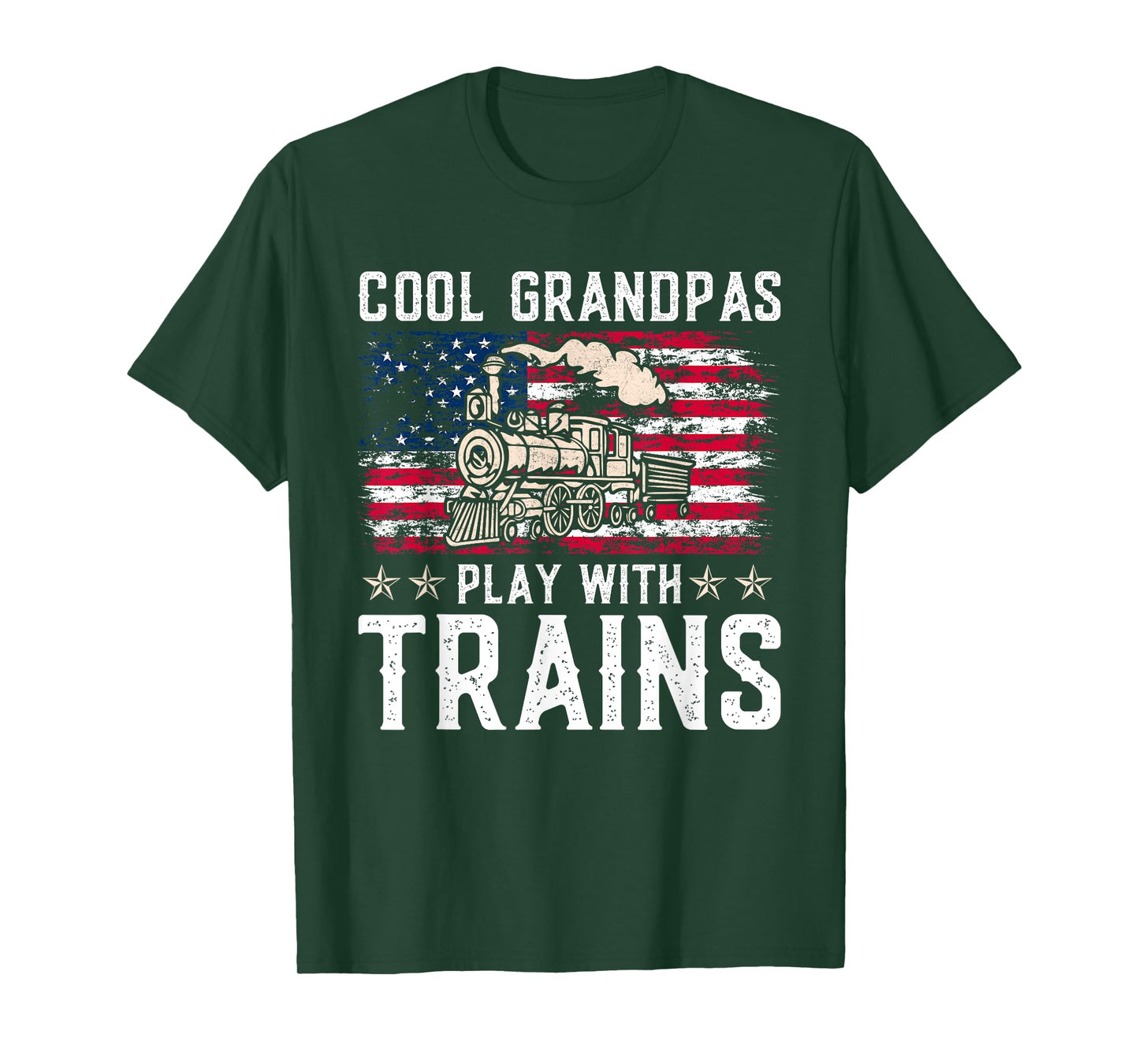Cool Grandpas Play With Trains Locomotive Train Grandpa T-Shirt