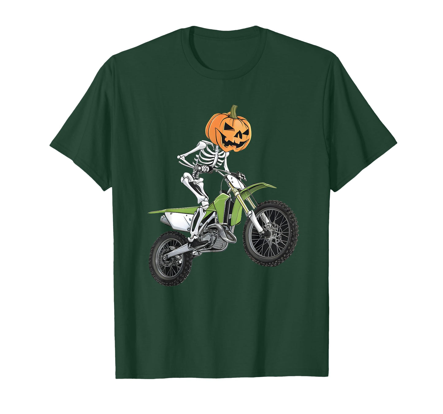 Skeleton Dirt Bike Rider Halloween Pumpkin Motocross Biker T-Shirt