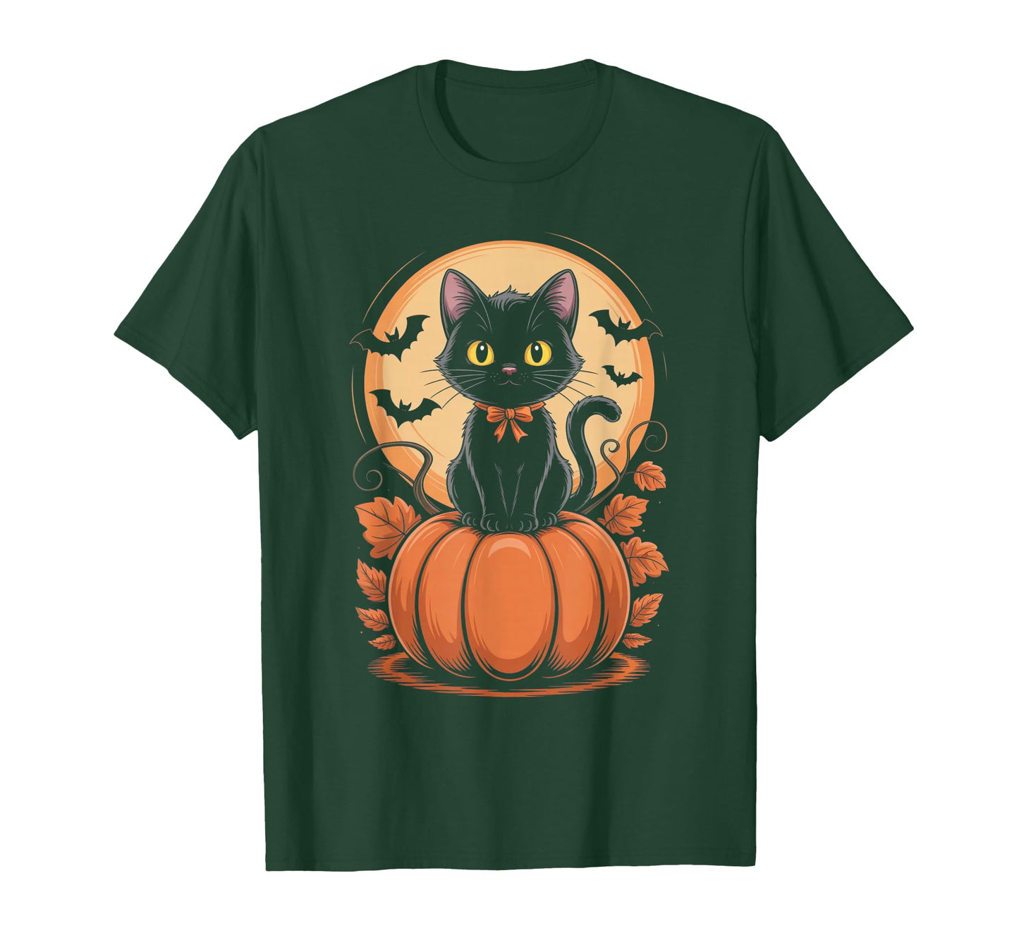 Retro Black Cat Pumpkin Halloween Costume Fall Autumn Gifts T-Shirt