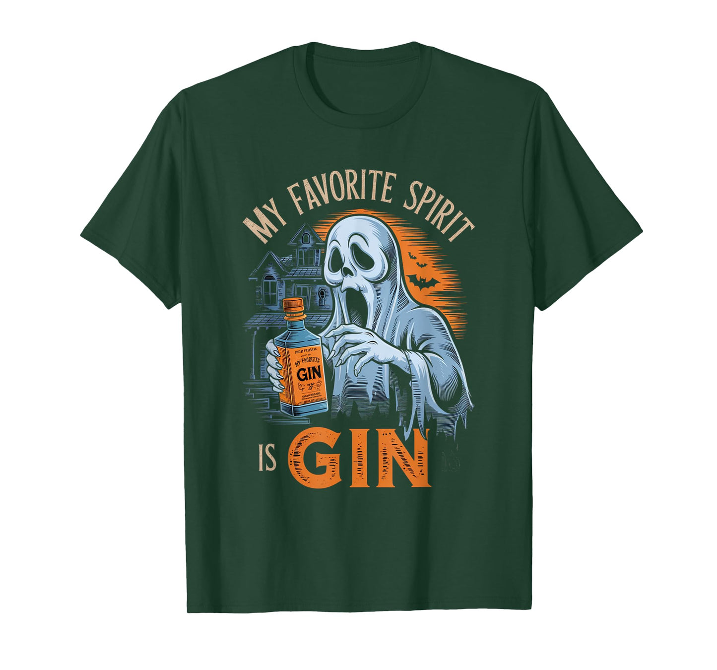 My Favorite Spirit Is Gin Ghost Halloween Gin T-Shirt