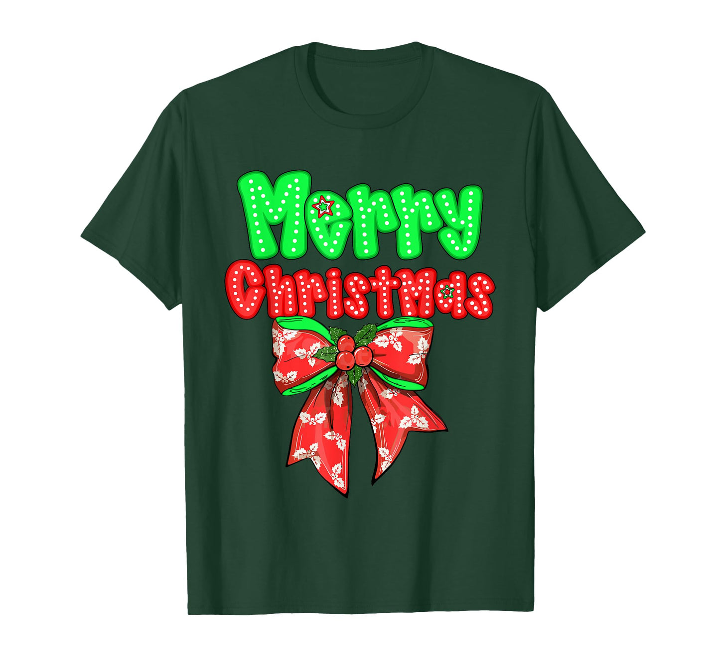 Merry Christmas Bow Red Santa Xmas Coquette Aesthetic T-Shirt