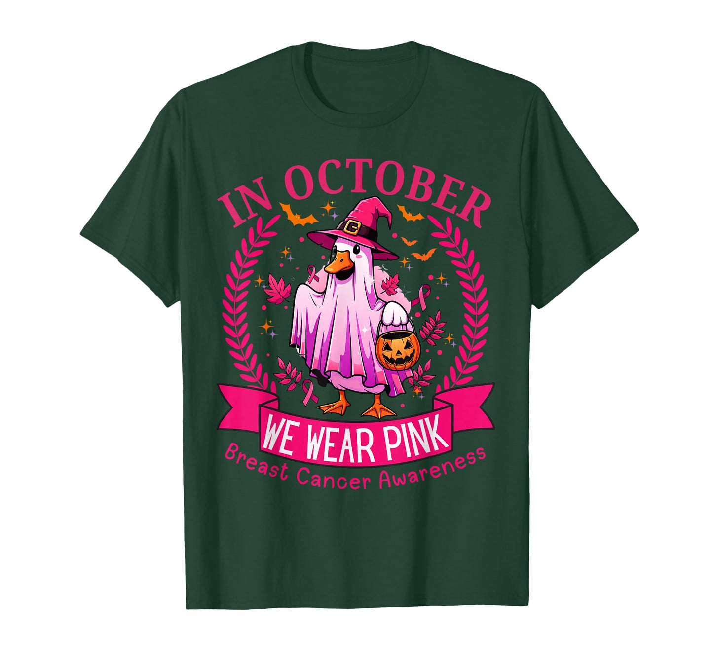 Breast Cancer Women Halloween in October We Wear Pink T-Shirt