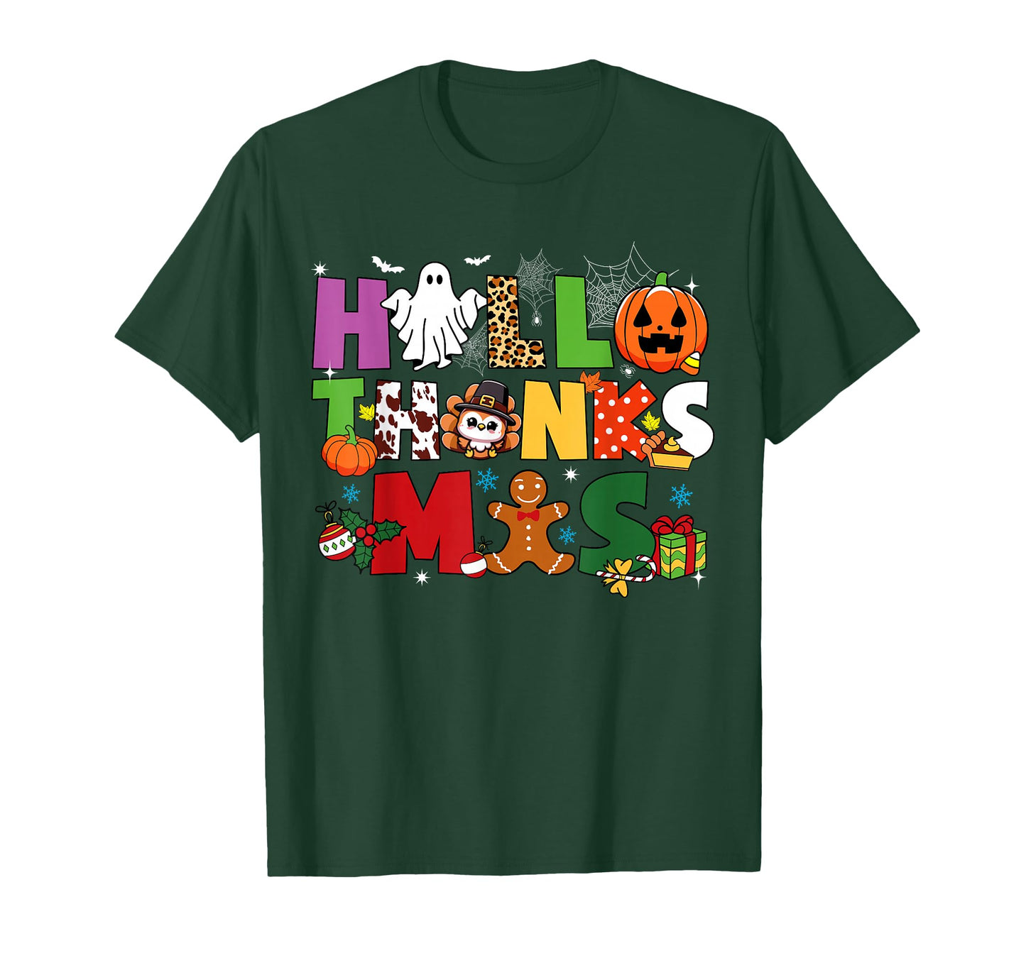 Happy Hallothanksmas Halloween Thanksgiving Christmas Day T-Shirt