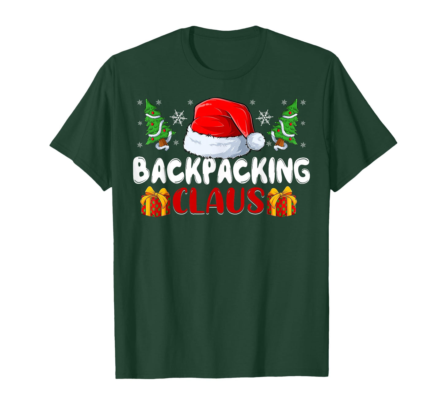 Backpacking Claus - Outdoor Camping Santa Hat Christmas T-Shirt