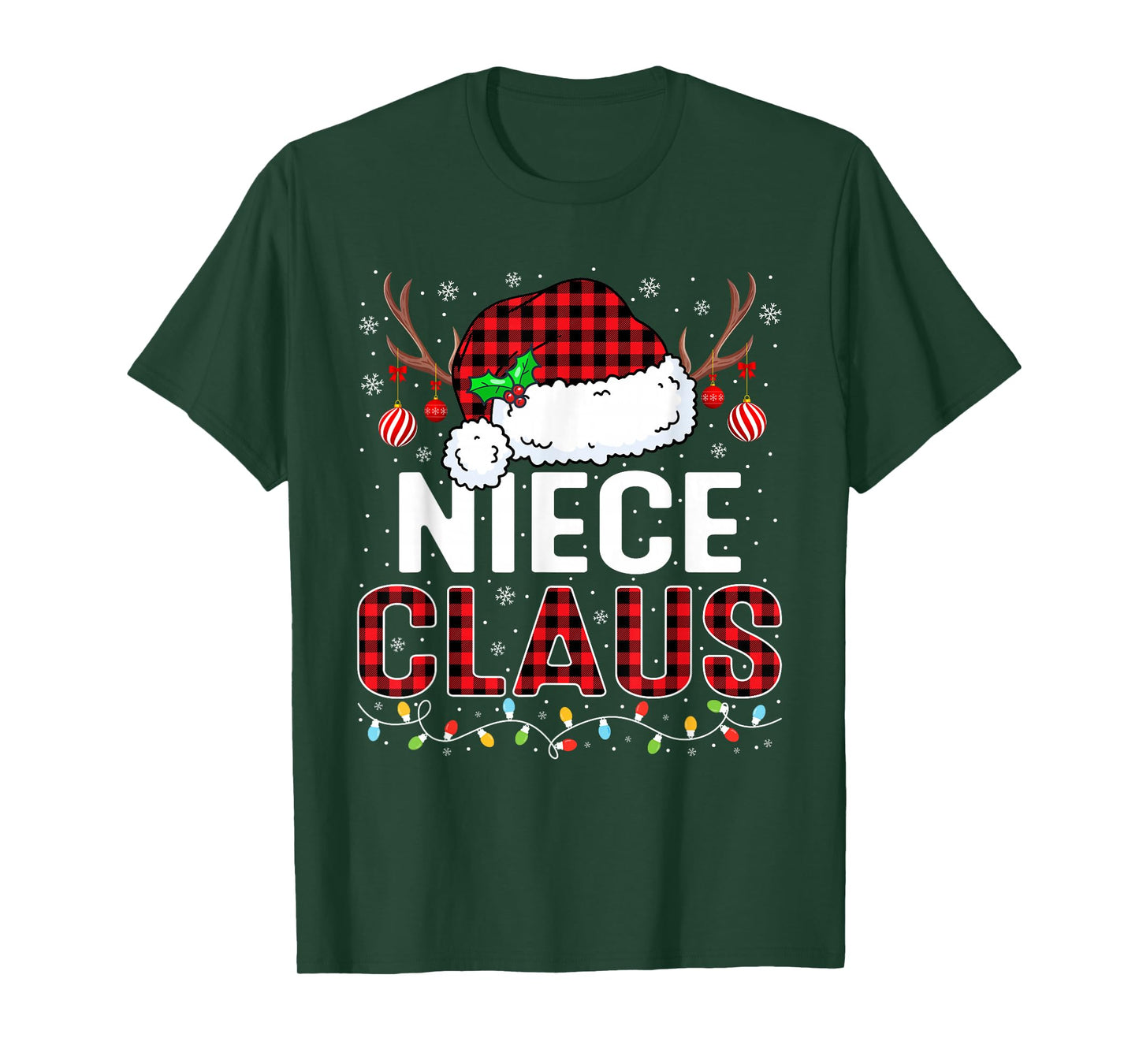 Christmas Lights Niece Claus Family Matching Xmas Pajama T-Shirt