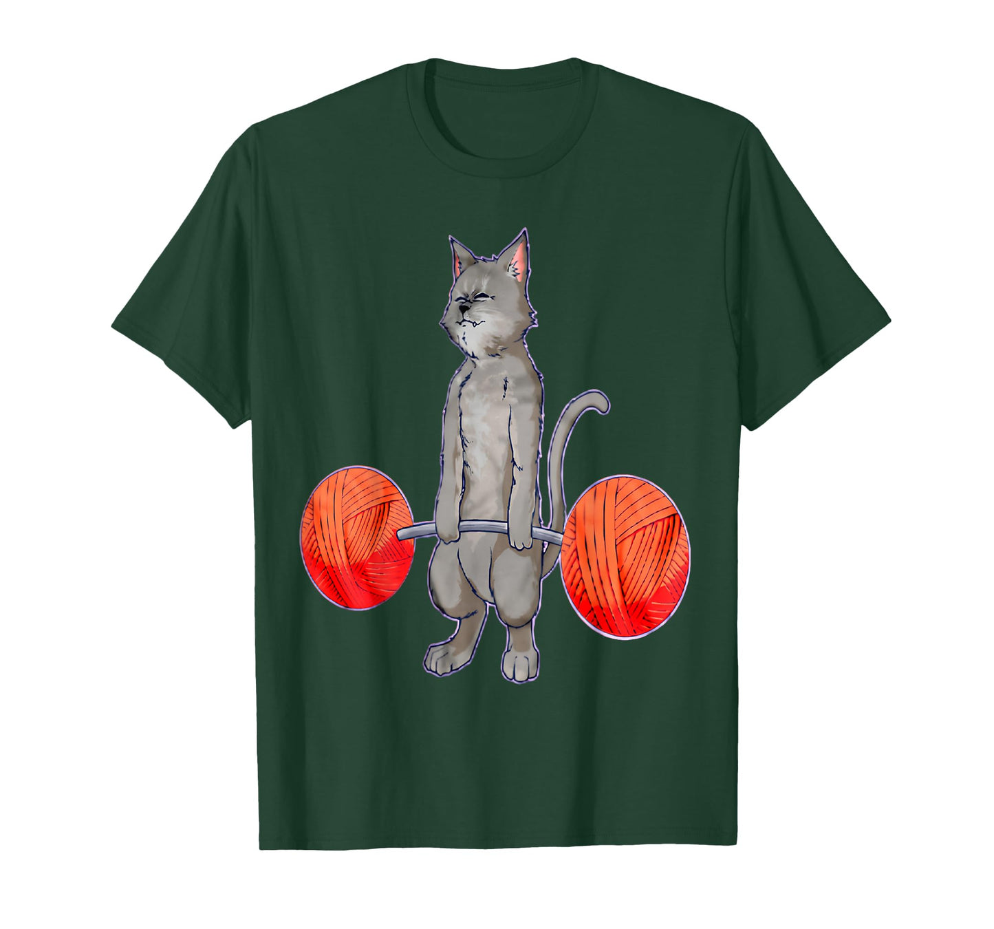 Deadlifting Grey Cat Weightlifting Bodybuilding Fitness Gym T-Shirt