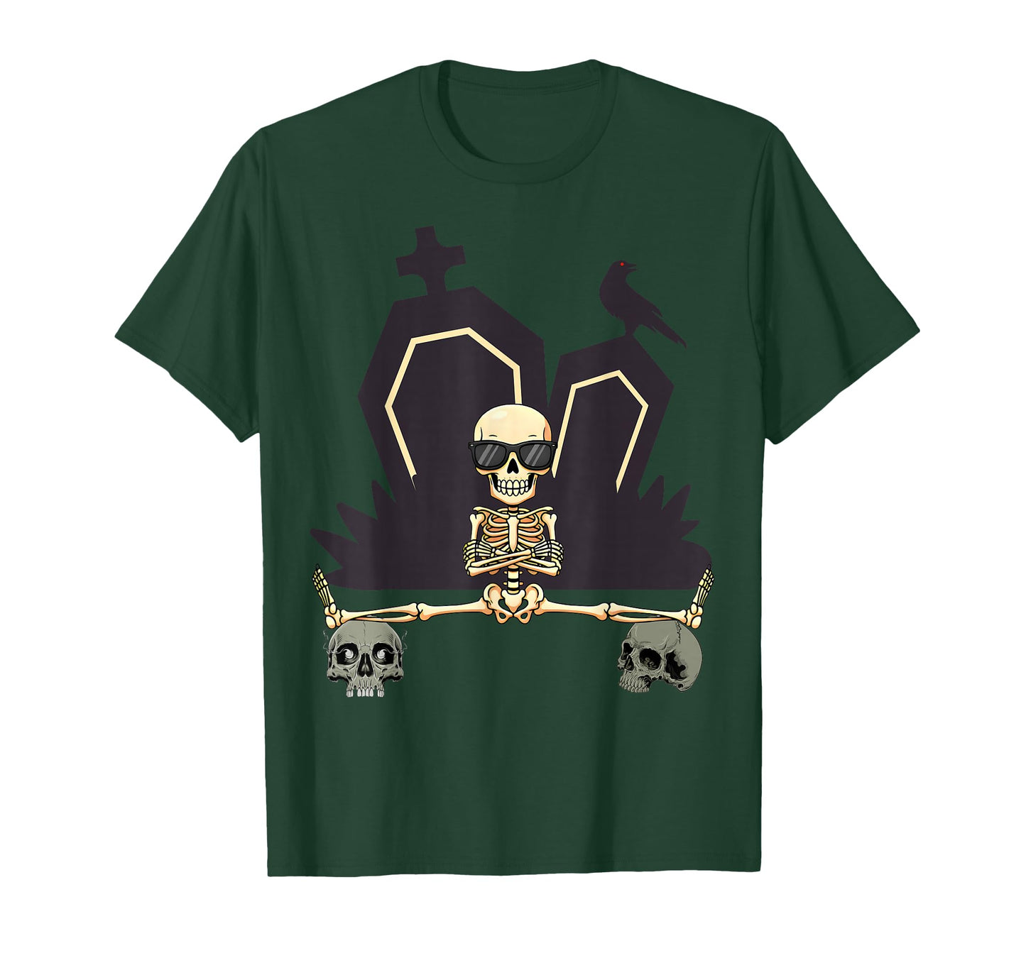 Halloween Skeleton Sports Fitness Skull Crow Raven T-Shirt