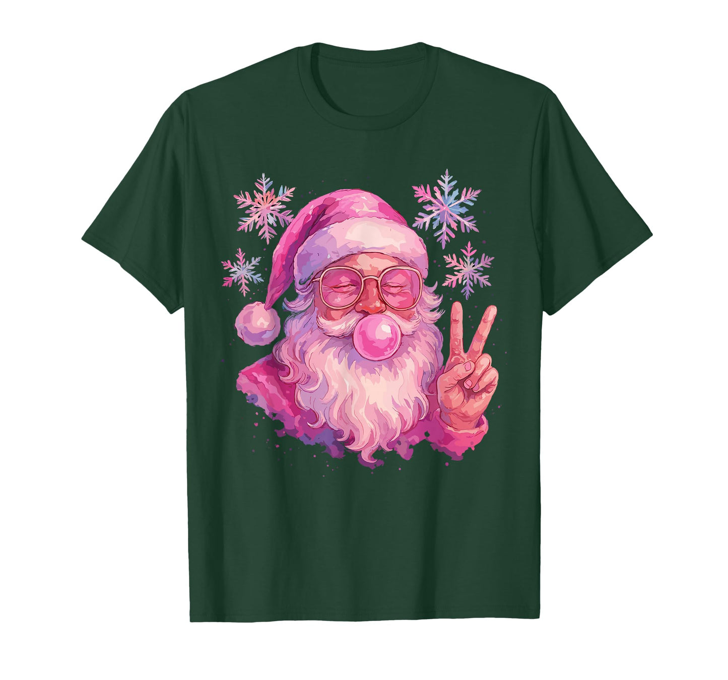 Pink Gum Bubble Blowing Santa Shirt, Vintage Pink Christmas T-Shirt