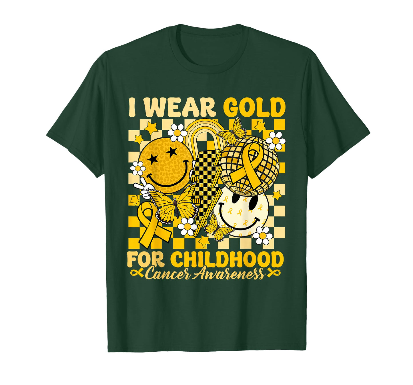 I Wear Gold for Childhood Cancer Awareness Gold Ribbon Bolt T-Shirt