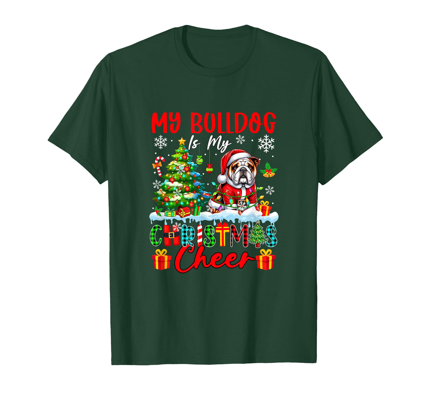 My Bulldog is My Xmas Cheer Funny Santa Dog Owner Kids T-Shirt