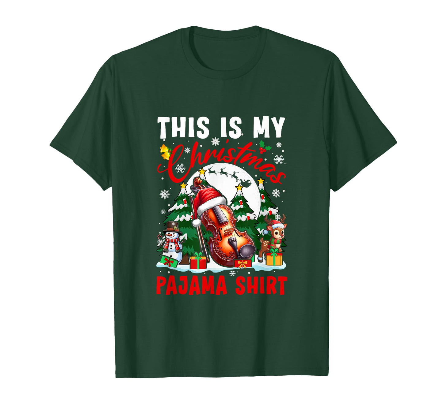 My Christmas Pajama Shirt Santa Violin Snowman Instrument T-Shirt