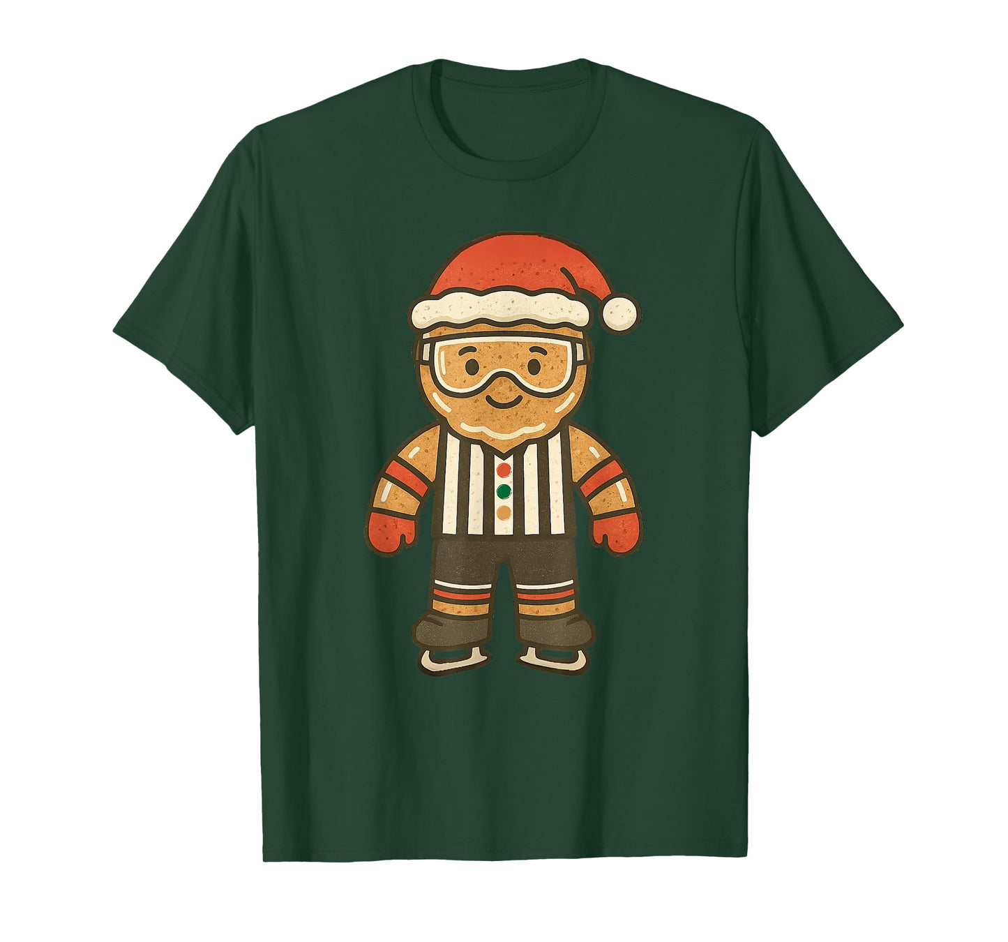 Gingerbread Referee Ice Hockey Christmas Vintage Funny Xmas T-Shirt