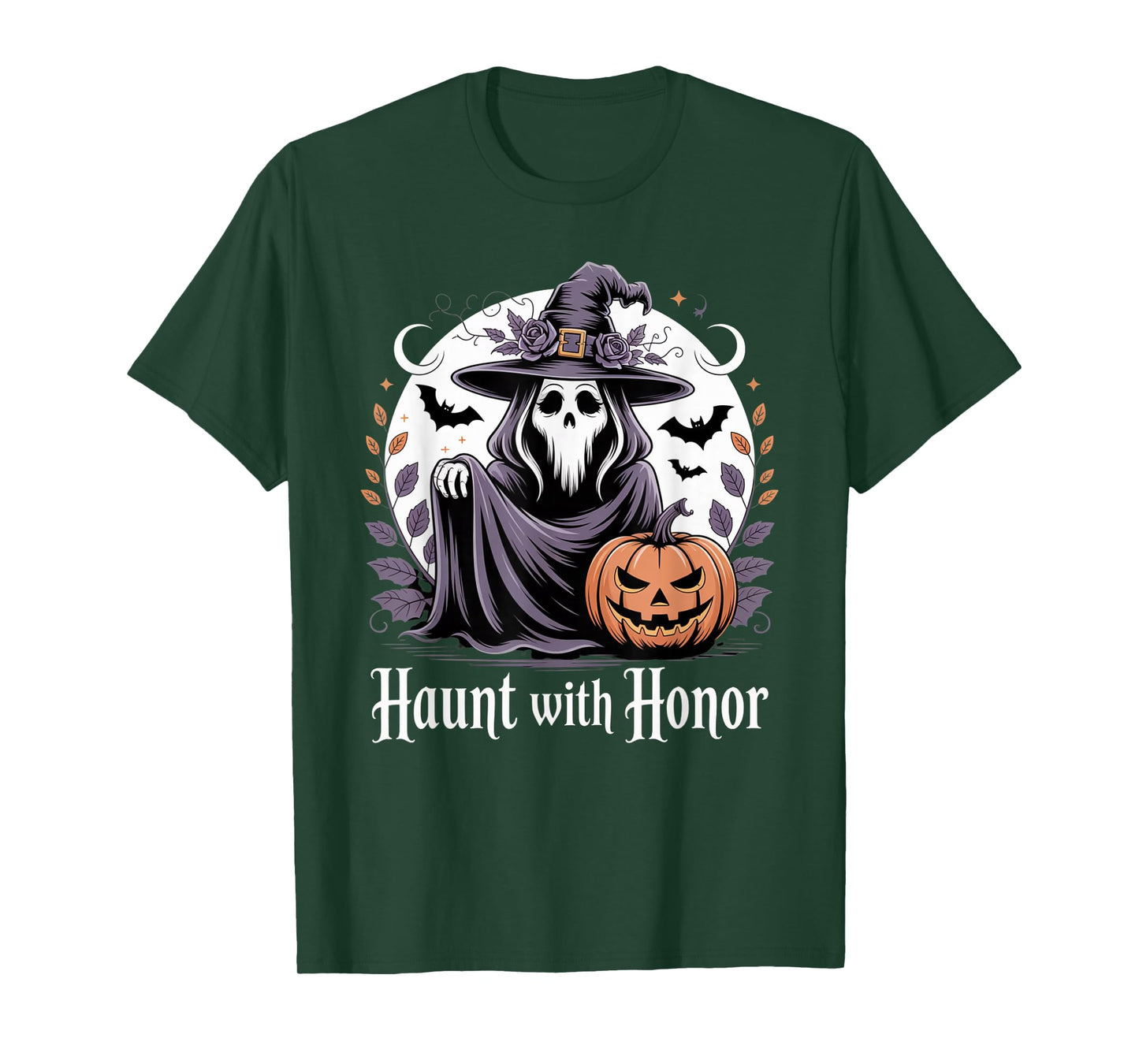 Gothic Witch Skull Pumpkin Halloween Shirt Spooky Floral T-Shirt