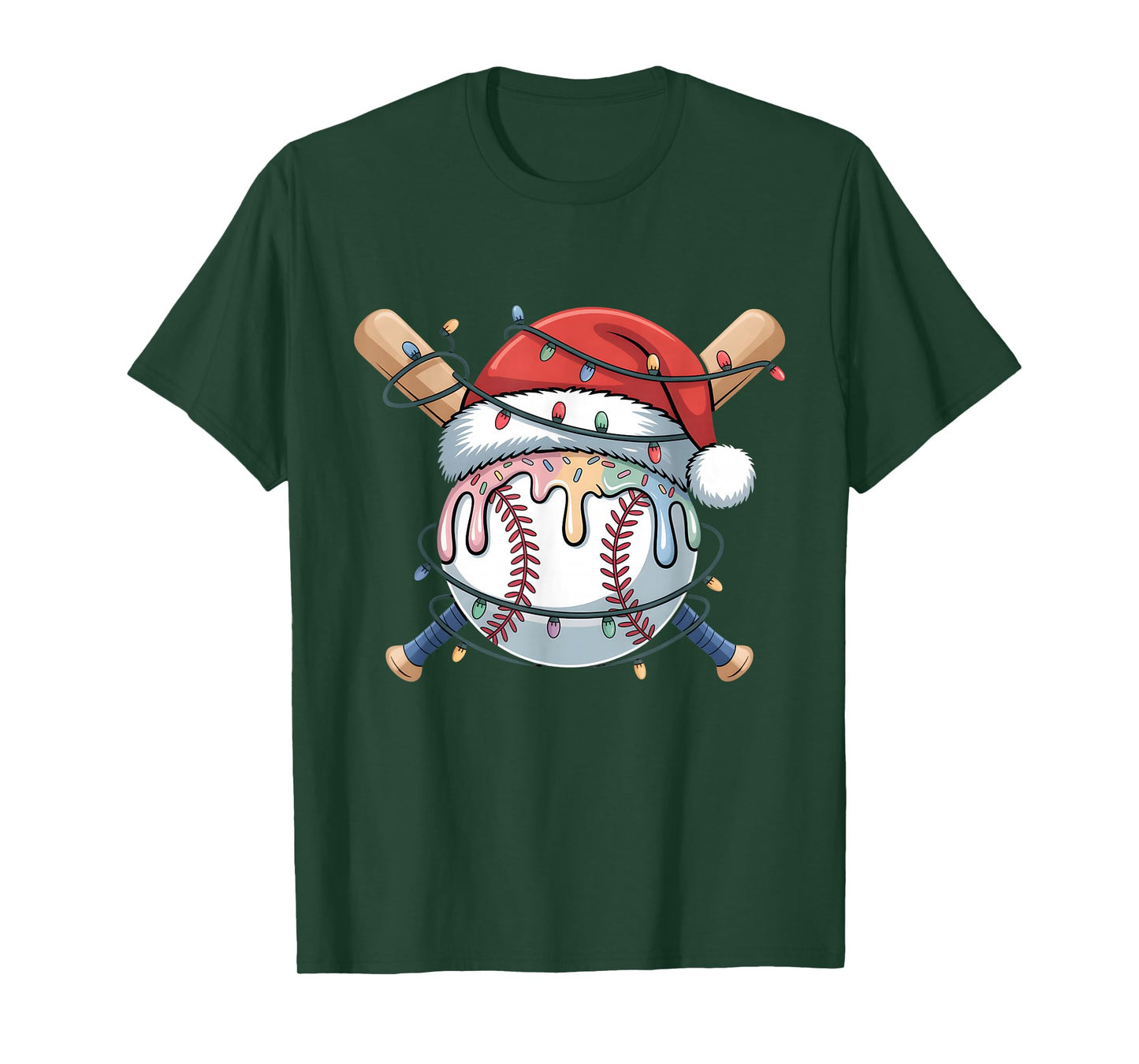 Ice Cream Drip Christmas Baseball Player Xmas Men Boys Kids T-Shirt