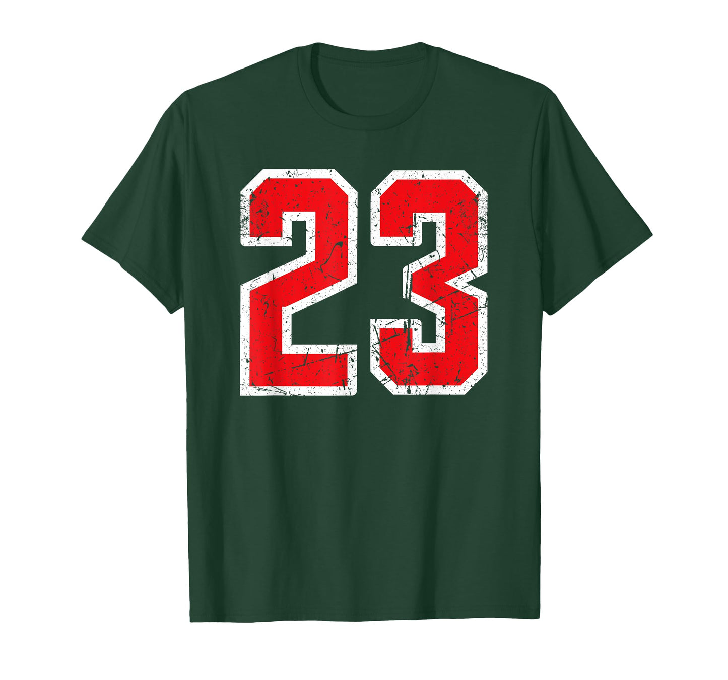 Number #23 White Red Vintage Varsity Number T-Shirt