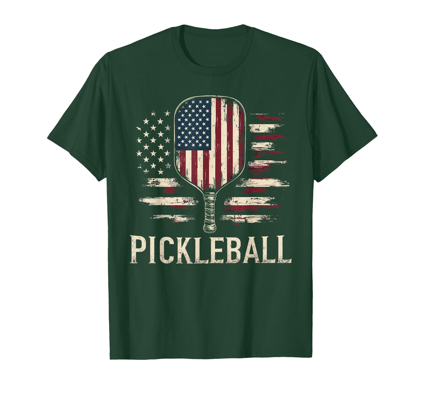 Pickleball Player US Flag Retro Paddleball T-Shirt
