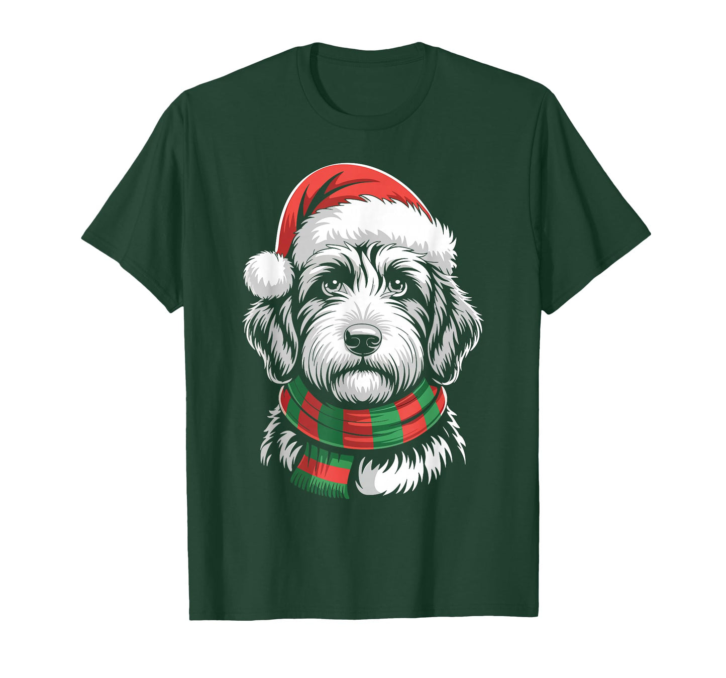 Labradoodle Dog Xmas Santa Hat Scarf Christmas Costume T-Shirt
