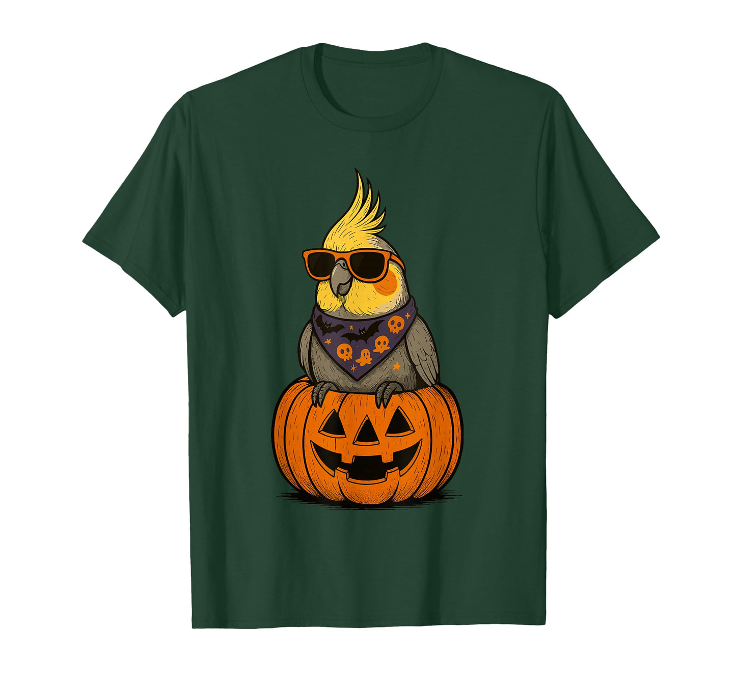 Spooky Cockatiel Pumpkin Halloween Parrot Lover T-Shirt