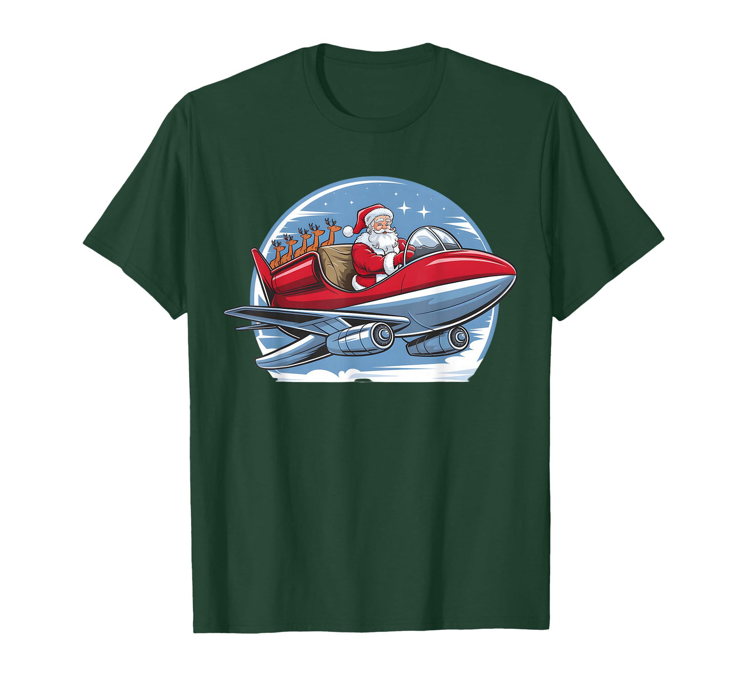Christmas Airplane Pilot Plane Aviation Santa Boys Men Kids T-Shirt