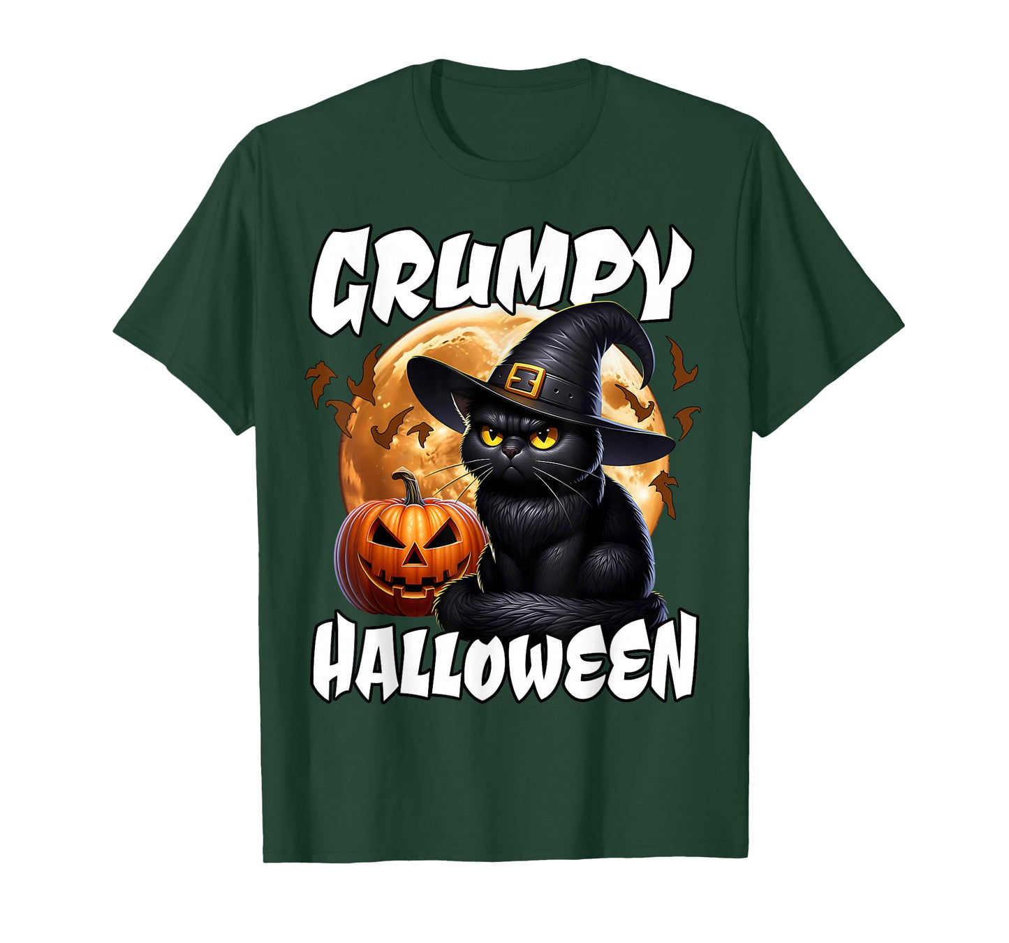 Black Cat Witch Halloween Grumpy Black Cat Halloween T-Shirt