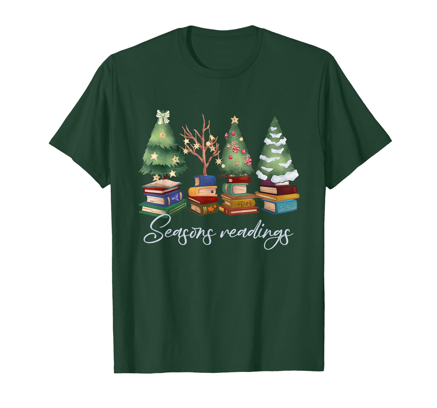 Vintage Seasons Readings Christmas Holiday Xmas Book Tree T-Shirt
