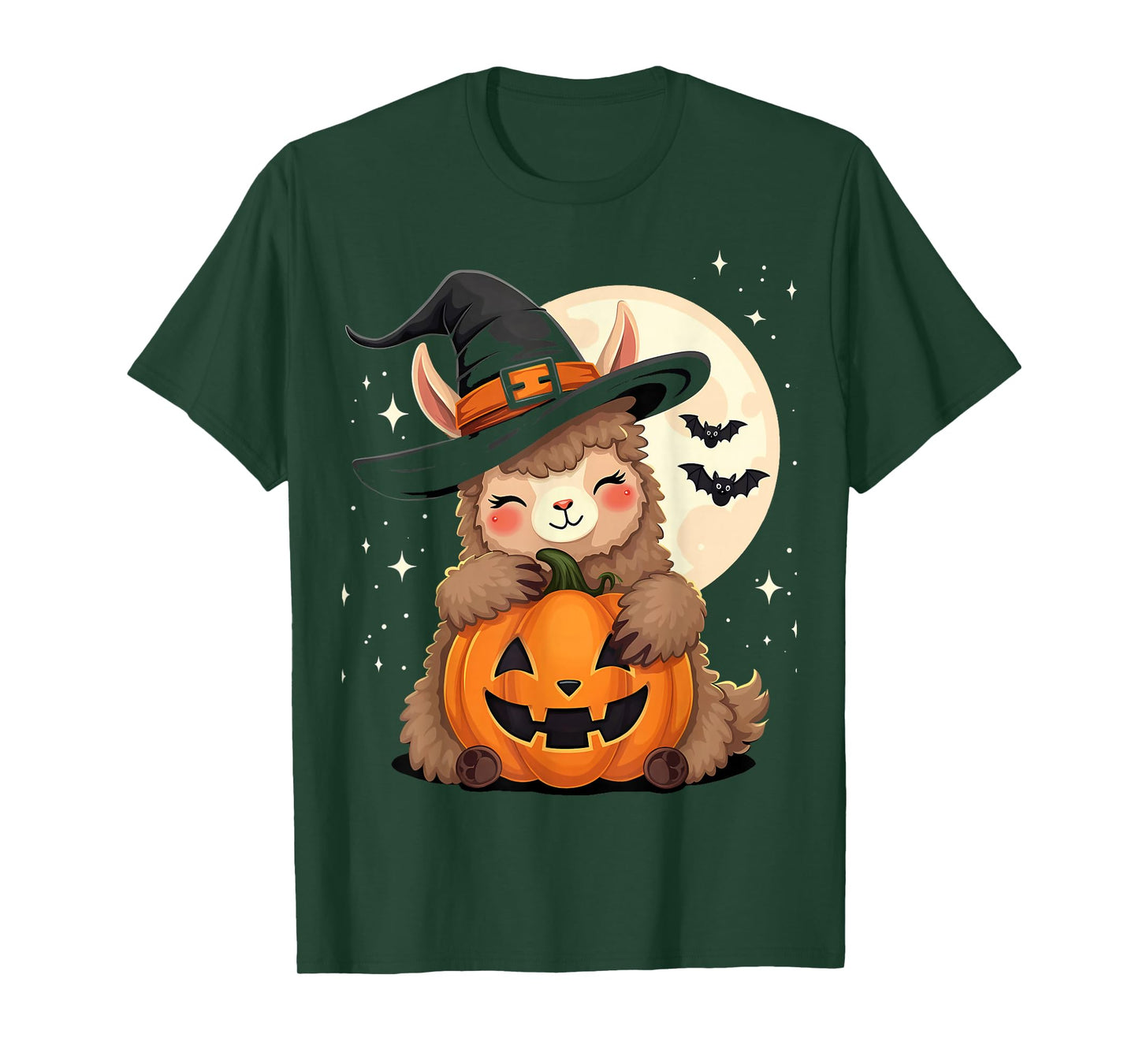 Cute Halloween Llama Witch Hat Pumpkin Spooky T-Shirt