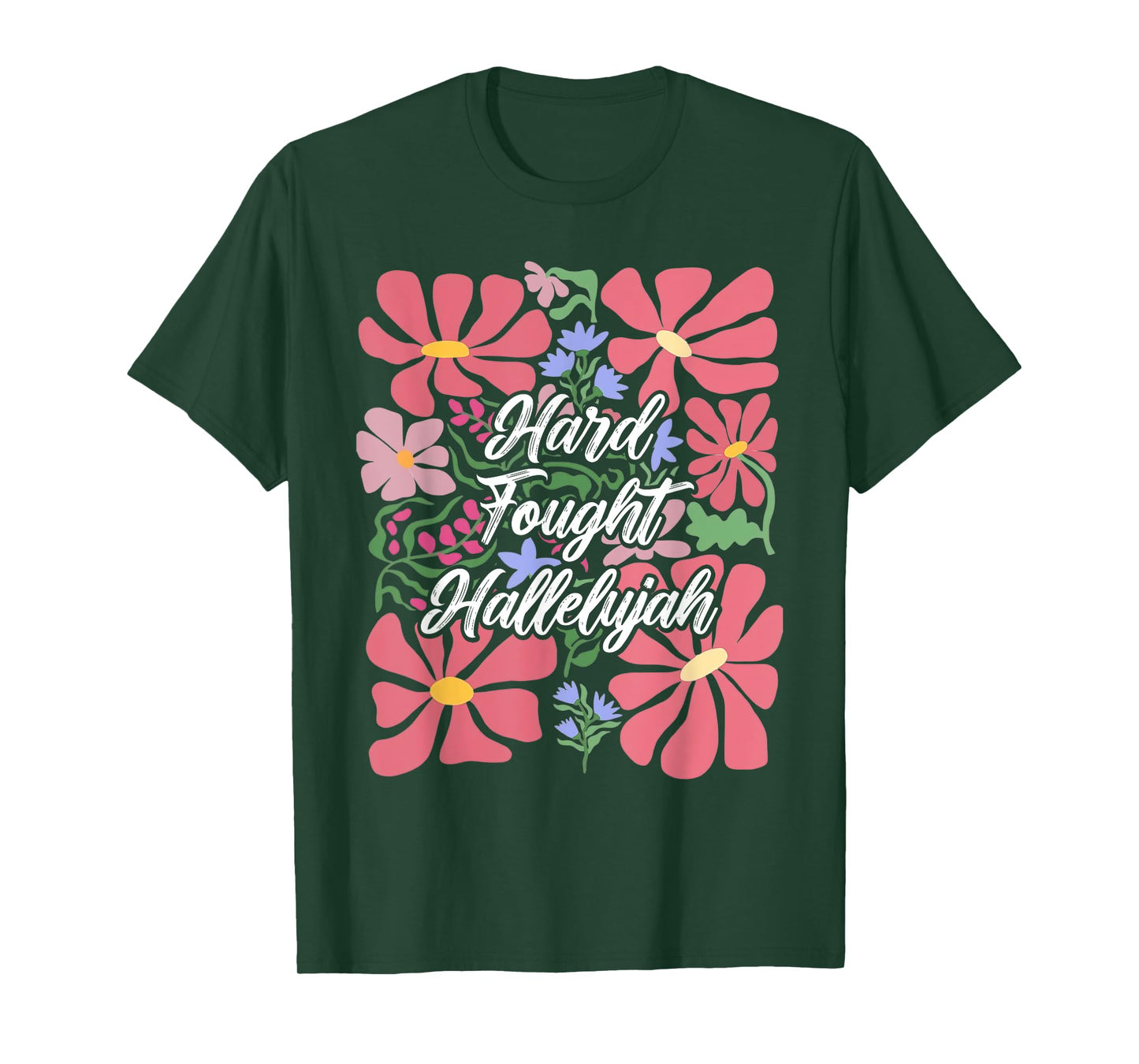 Boho Retro Christian Hard Fought Hallelujah Men Women T-Shirt