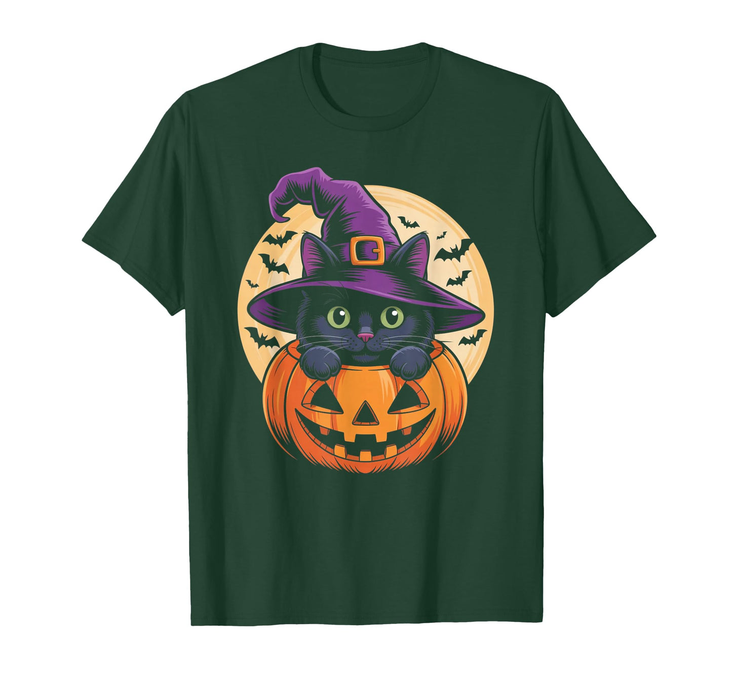 Cat Halloween Pumpkin Black Cat Scarry Spooky Gifts Kids T-Shirt