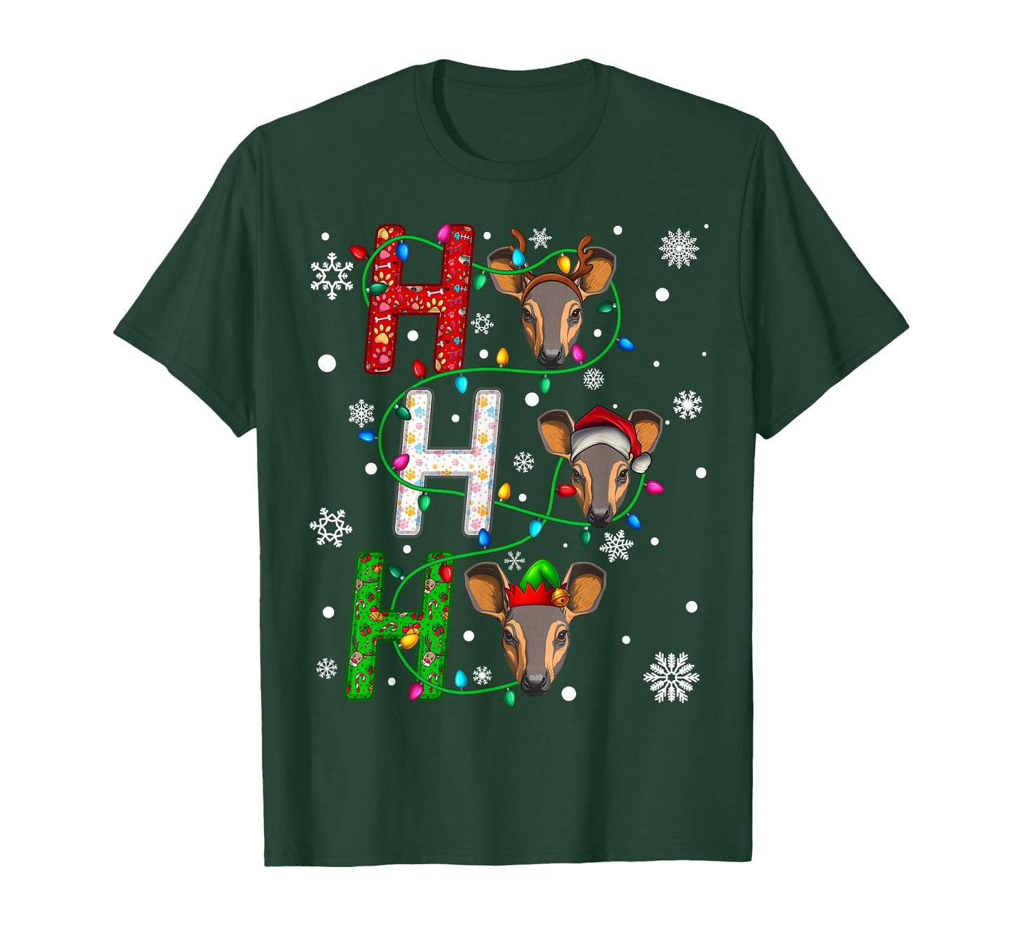 Matching Christmas Santa Hat Ho Ho Ho Aardvark Animal Xmas T-Shirt