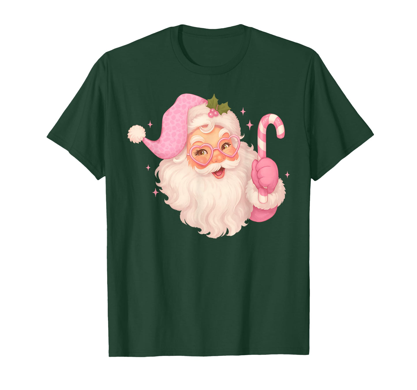 Vintage Pink Santa Claus Merry Christmas Men Women Boys Girl T-Shirt