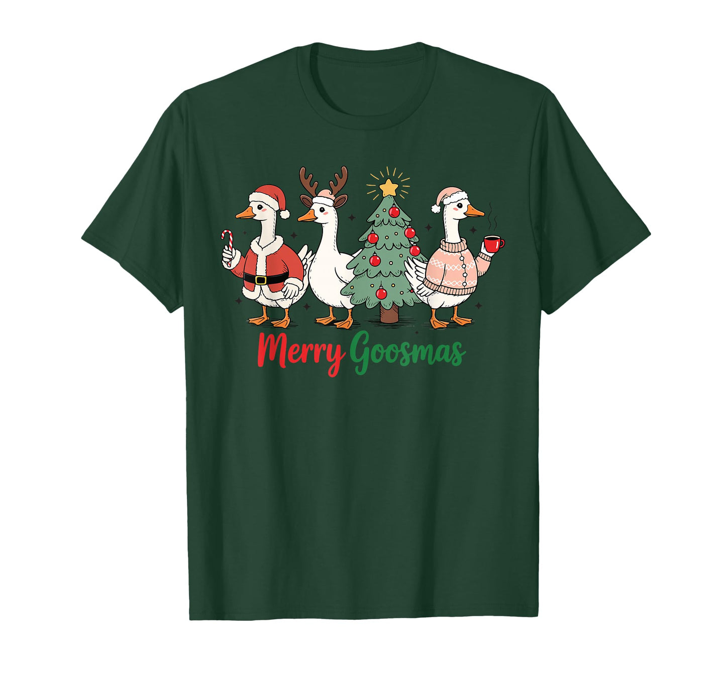 Vintage Christmas Silly Goose Santa Reindeer Men Women Kids T-Shirt