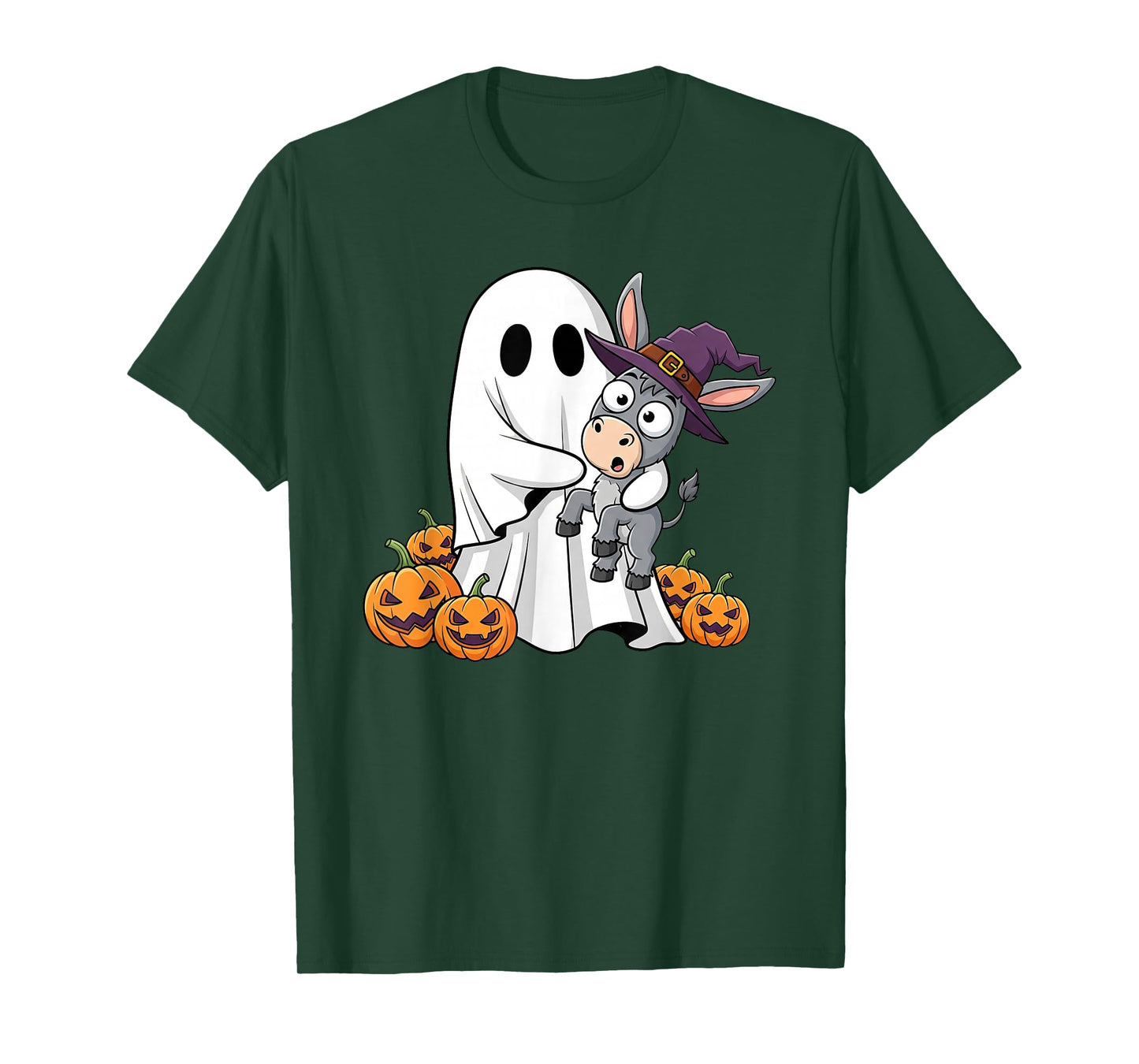 Funny Ghost Donkey Pumpkin Halloween Kids Mens Womens T-Shirt
