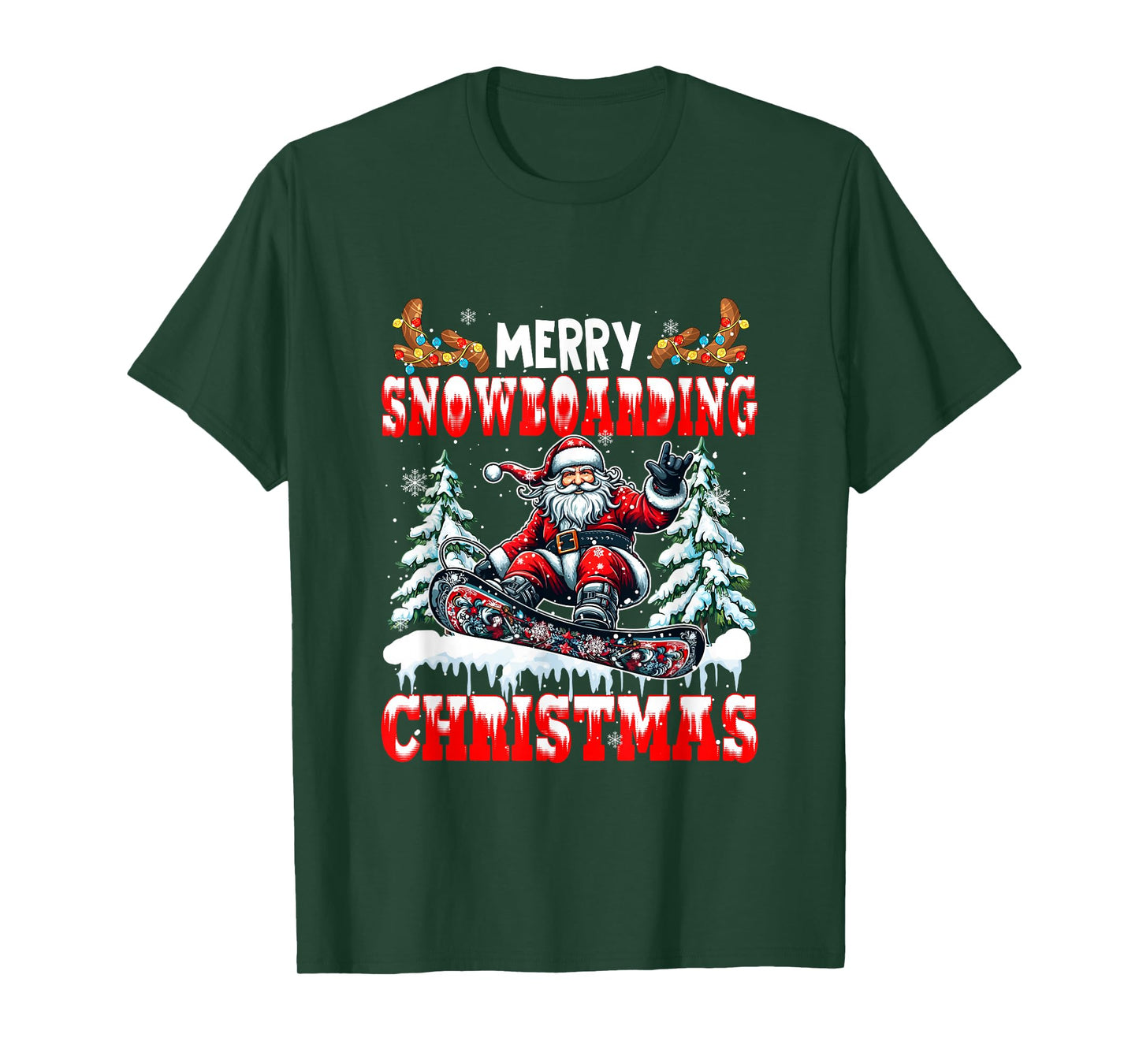 Merry Christmas Snowboarding Santa Costume Sport Lover T-Shirt