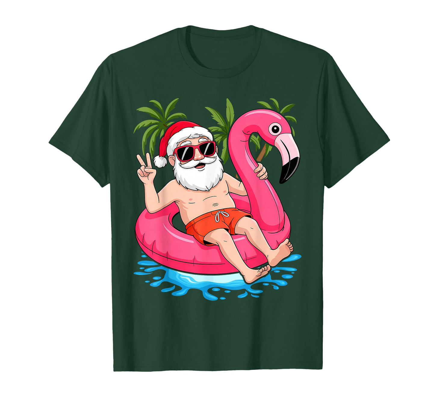 Christmas in July Santa Flamingo Summer Xmas Boys Kids T-Shirt