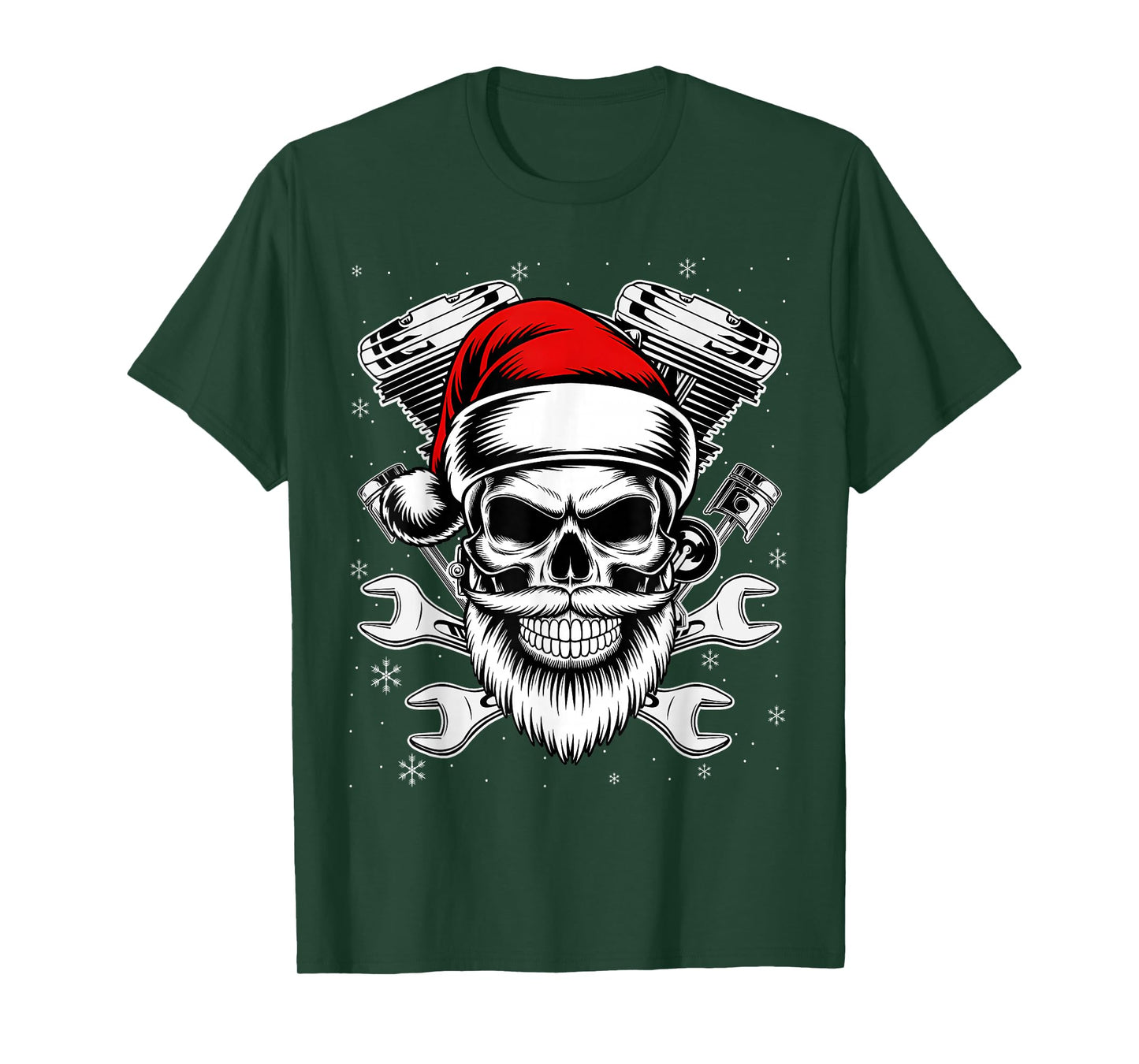 Christmas Biker Motorcycle Holiday Santa Skull Distressed T-Shirt