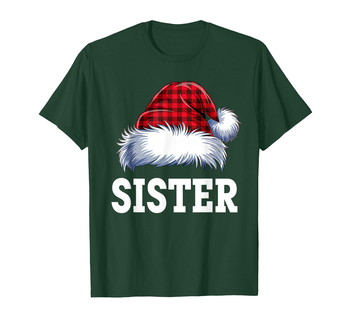 Sister Santa Red Plaid Christmas Family Matching Pajama Xmas T-Shirt
