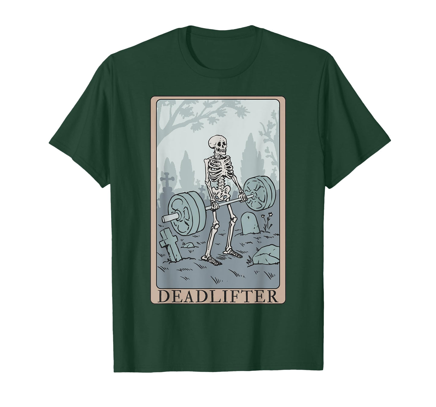 Funny Skeleton Tarot Card Deadlifter Bodybuilding T-Shirt