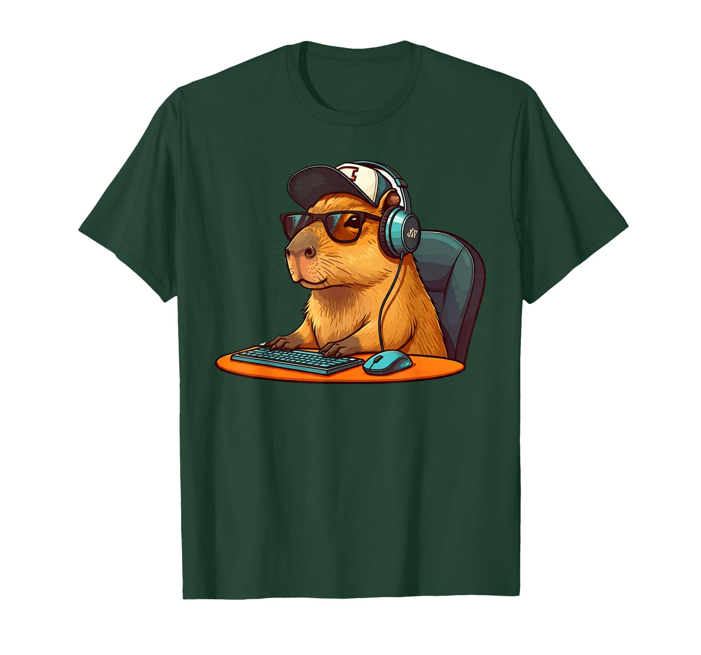 Capybara Video Games Funny Gaming Capy Men Teen Boys Kids T-Shirt