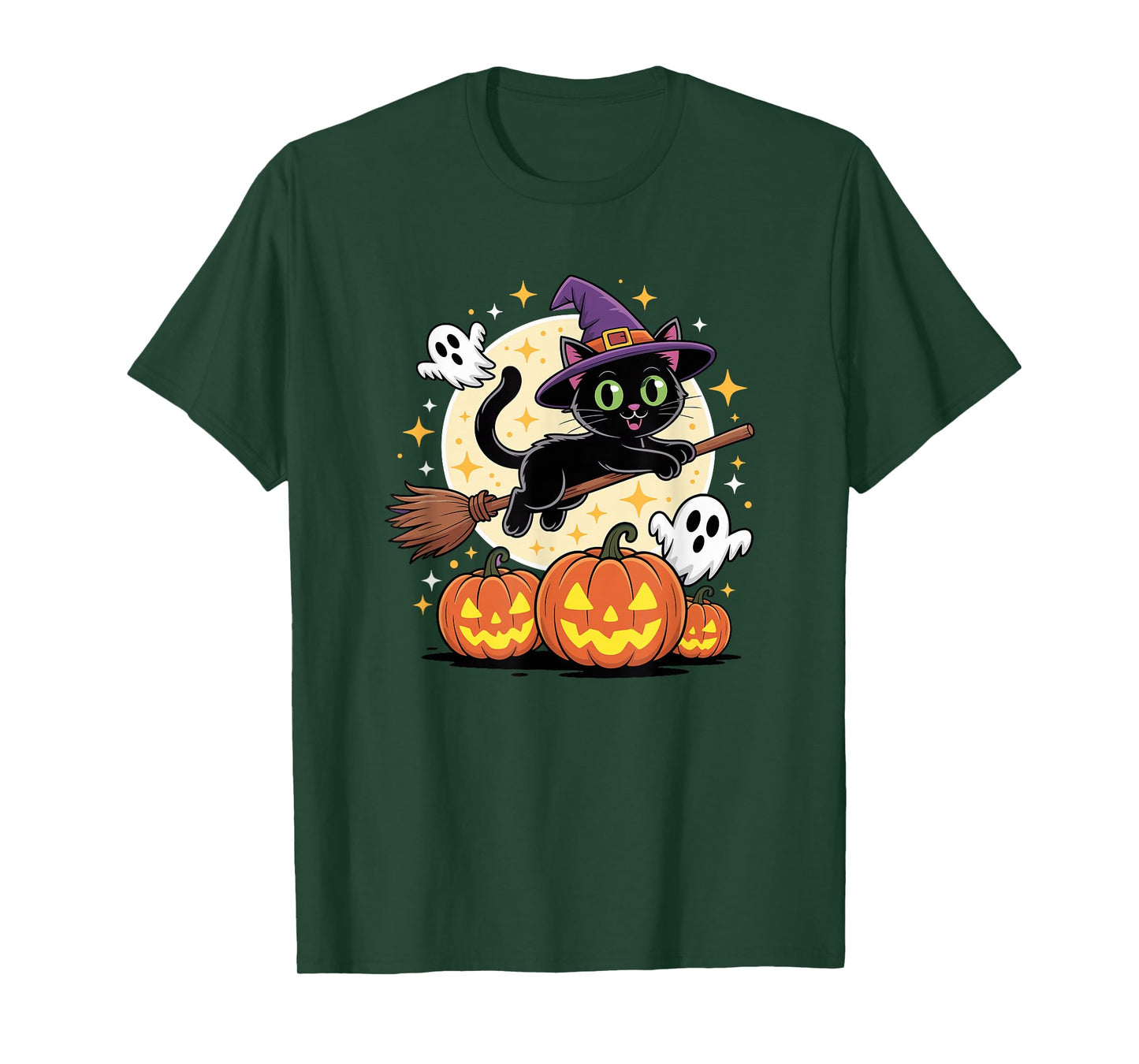 Halloween Witch Bombay Cat Broom T-Shirt