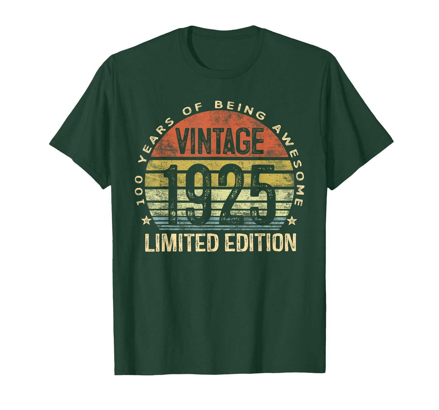 Vintage 1925 100th Birthday T-Shirt - Black, Unisex-Adults, Classic Fit, Short Sleeve, T-Shirt