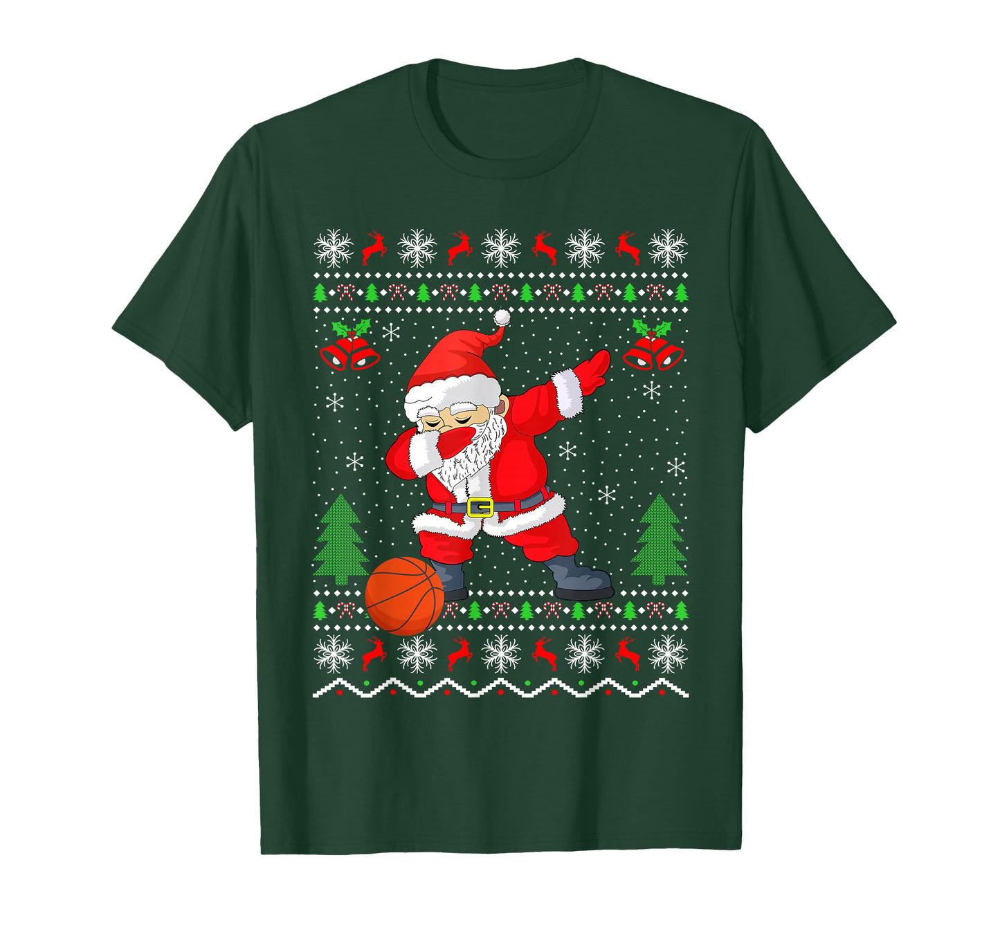 Funny Dabbing Santa Basketball Player Ugly Christmas Pajamas T-Shirt
