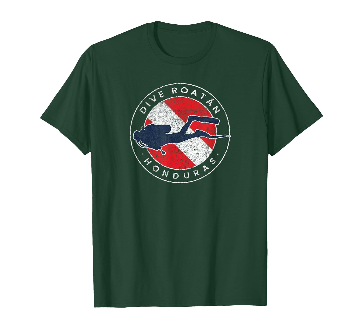 Retro Roatan Honduras Scuba Dive Vintage Dive Flag Diving T-Shirt