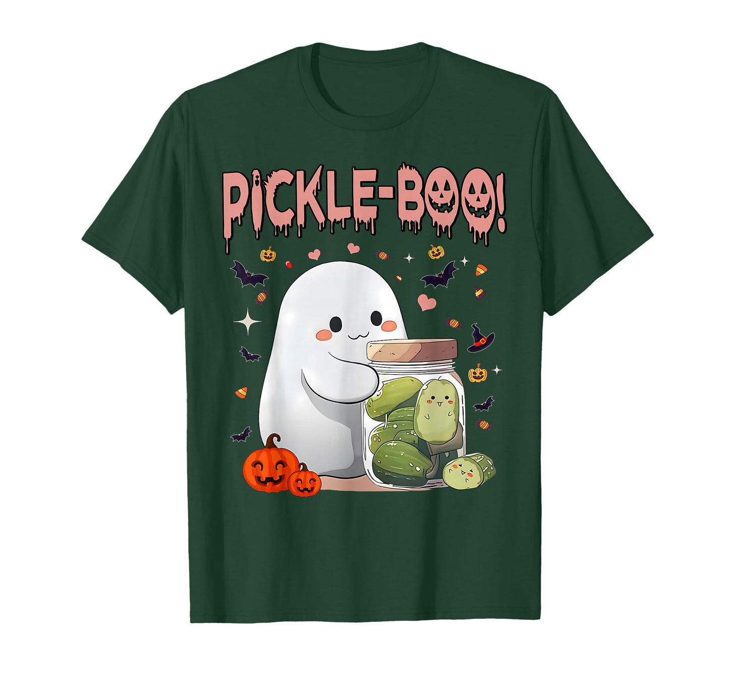 Vintage Kawaii Pickle Boo Ghost Halloween Spooky Season T-Shirt