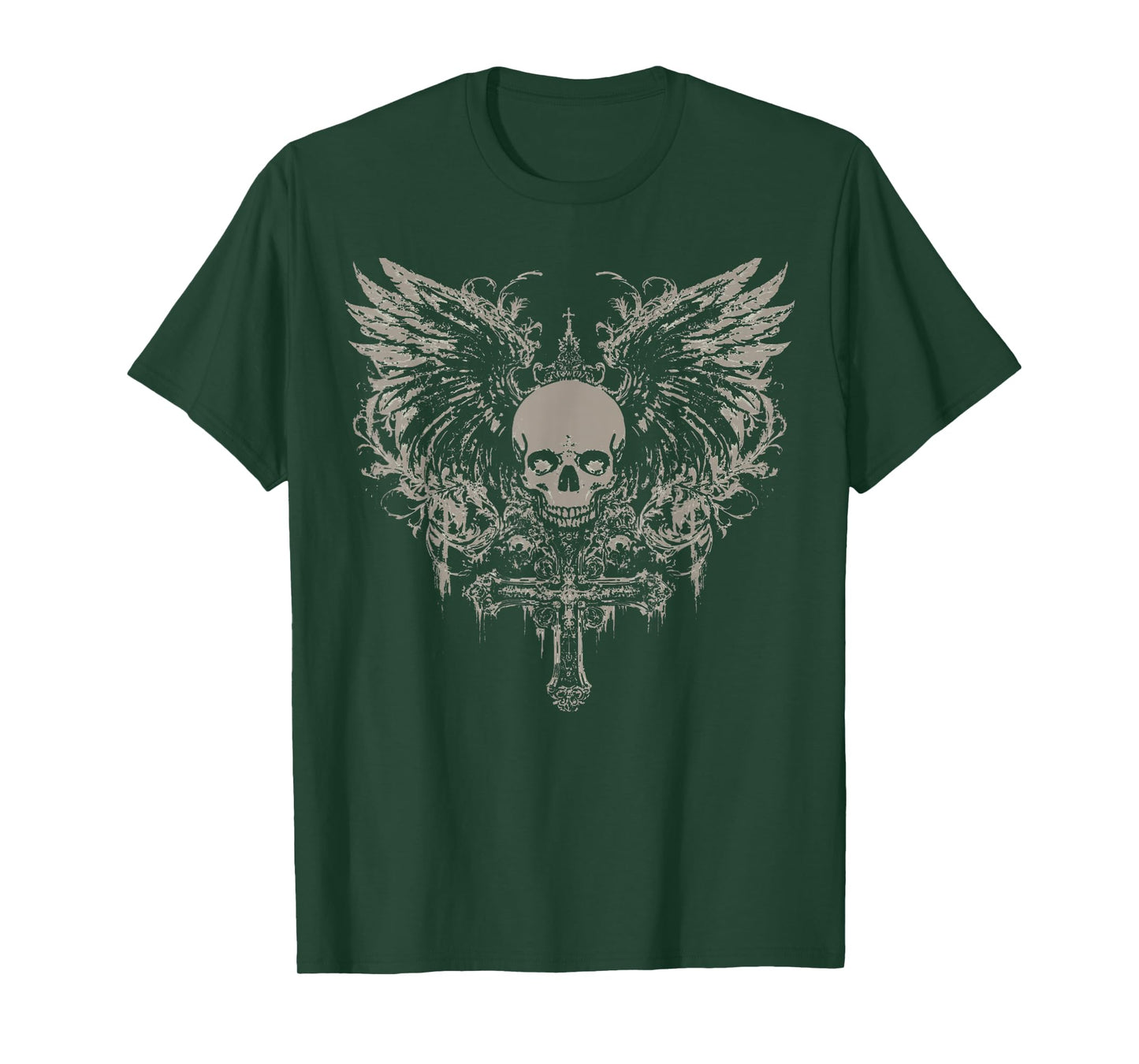 Skull Cross Y2K Goth Alt Grunge Gothic Emo Aesthetic Wings T-Shirt