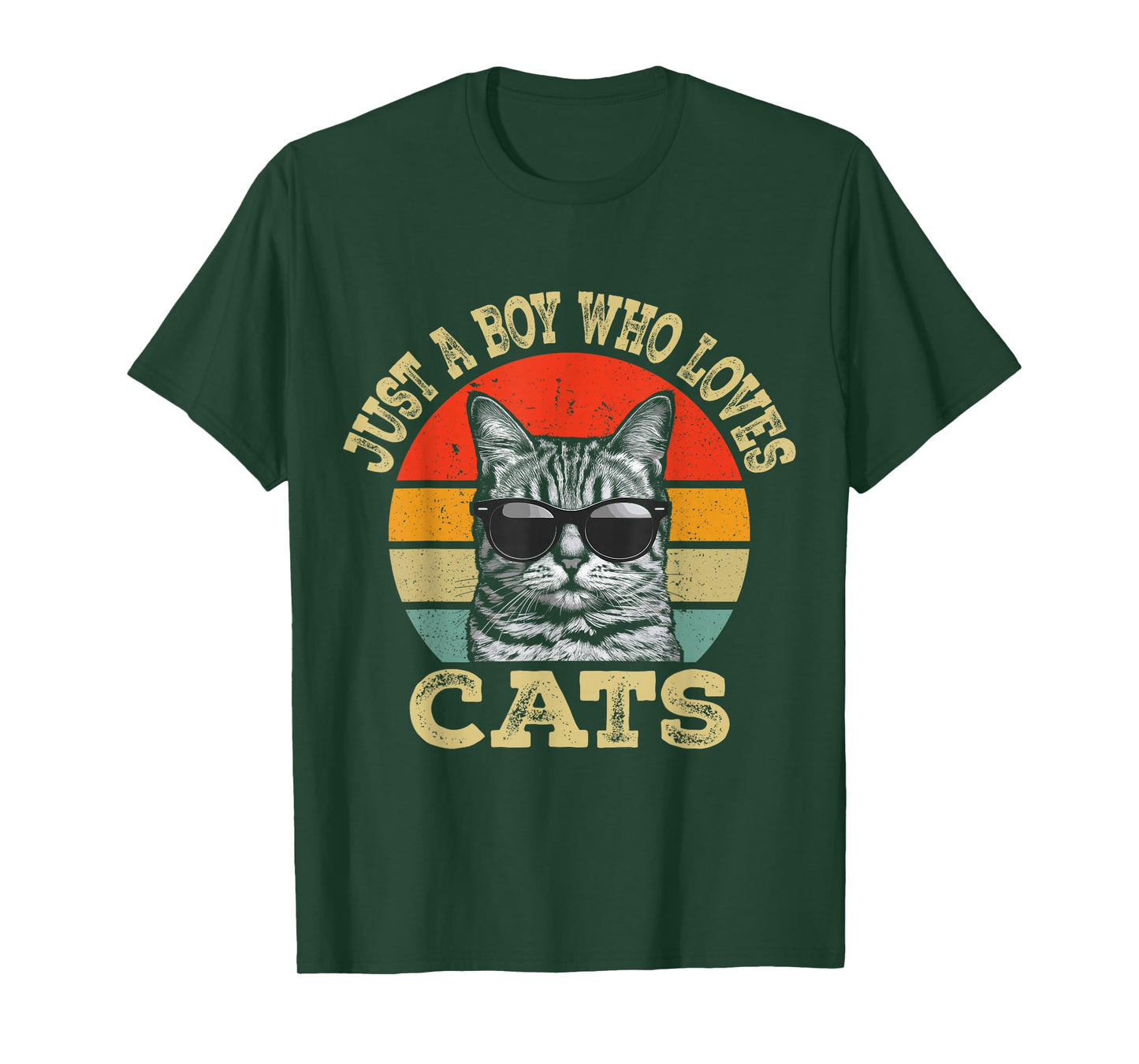 Vintage Just A Boy Who Loves Cats Boy Kid Cat Lover For Boys T-Shirt